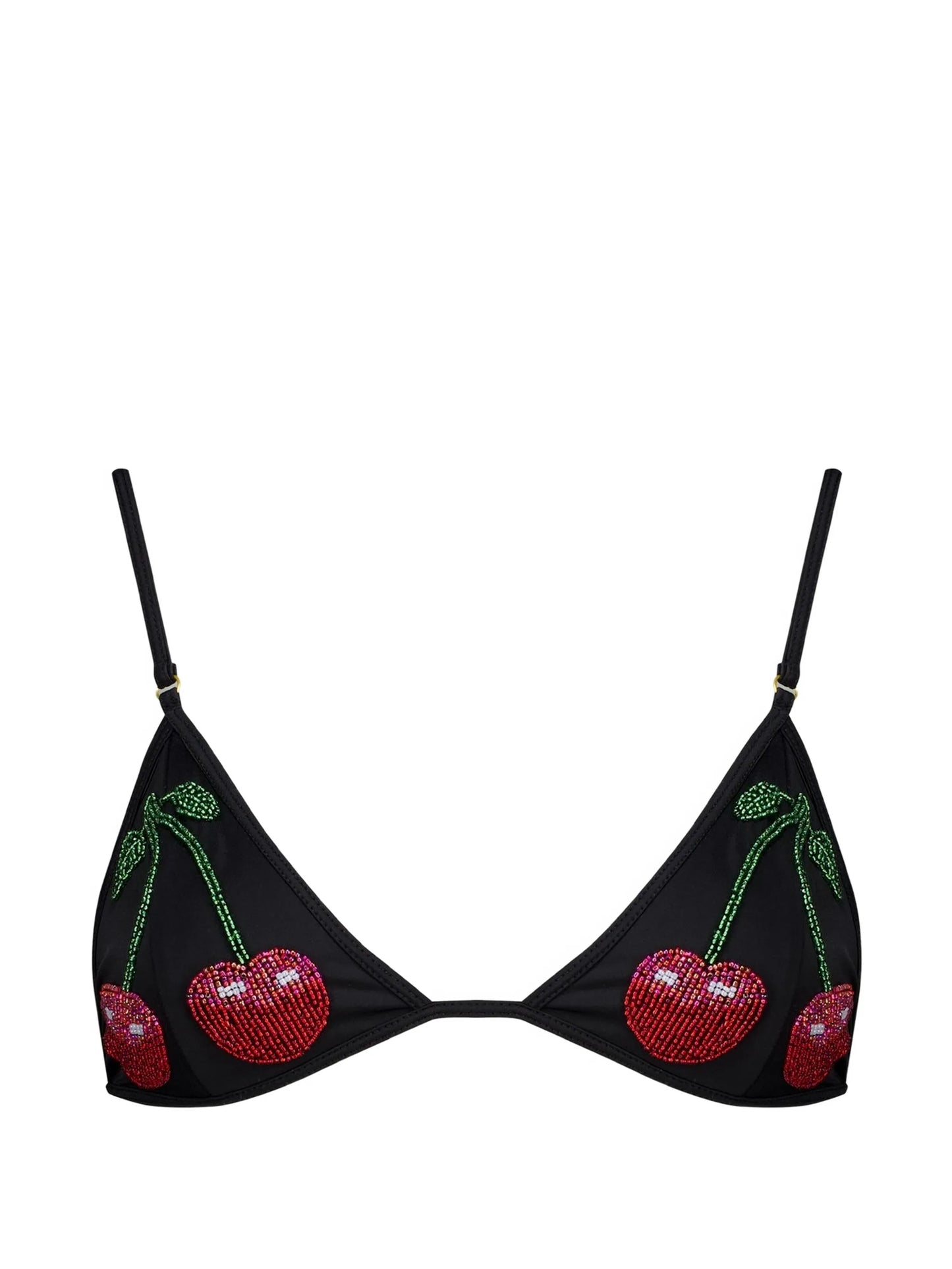 La Cerise bead-embellished bikini top