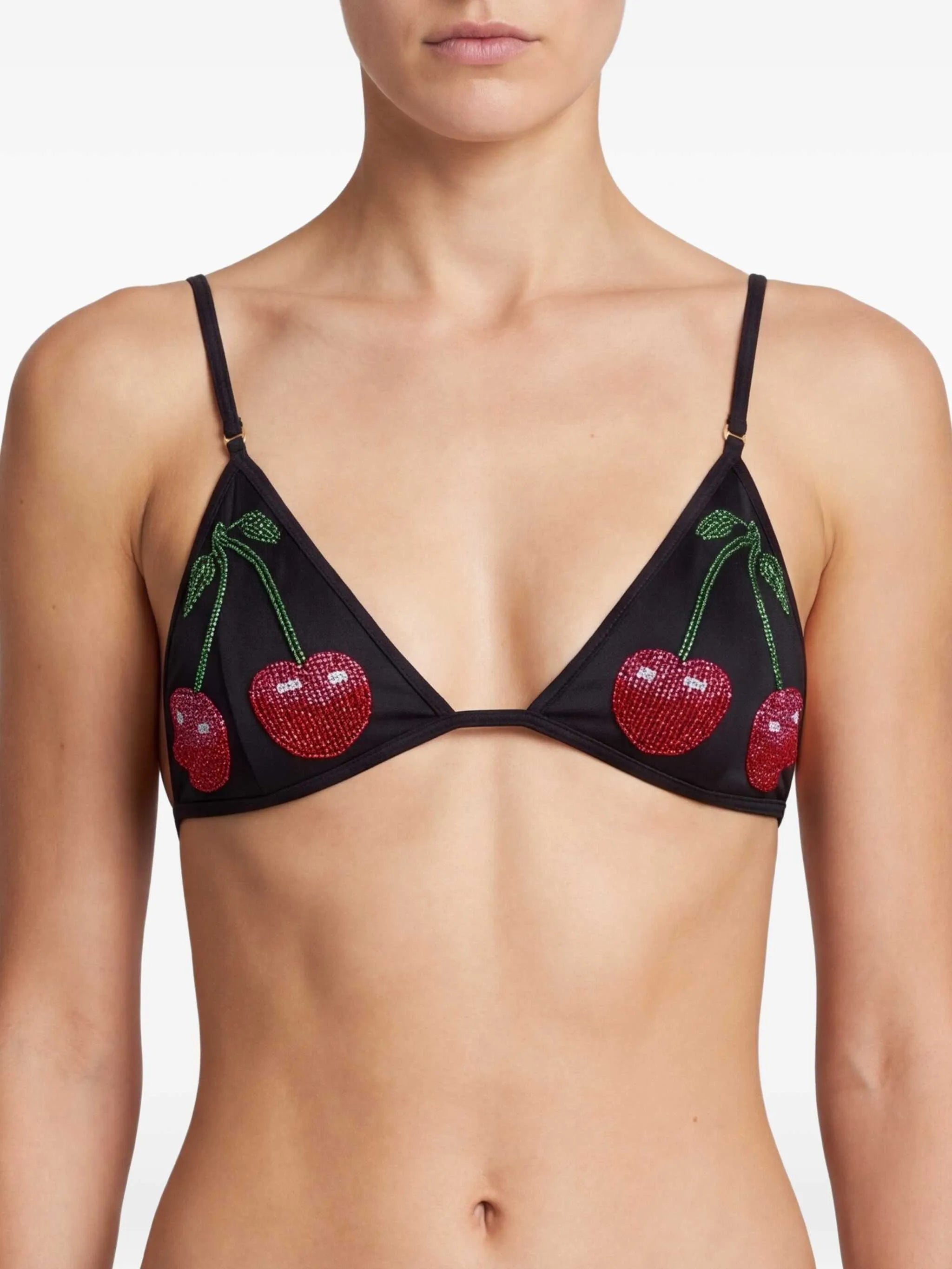 La Cerise bead-embellished bikini top