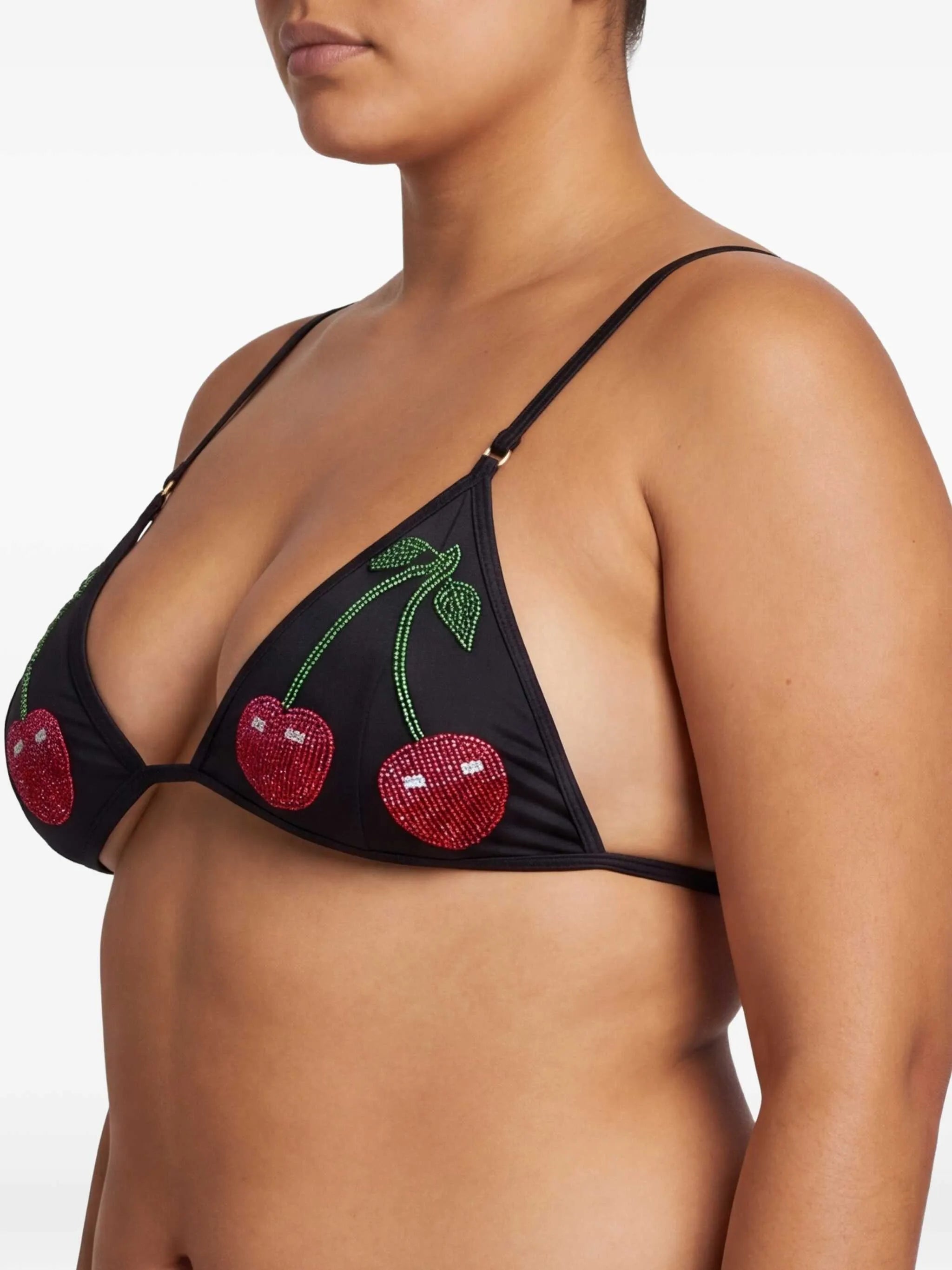 La Cerise bead-embellished bikini top