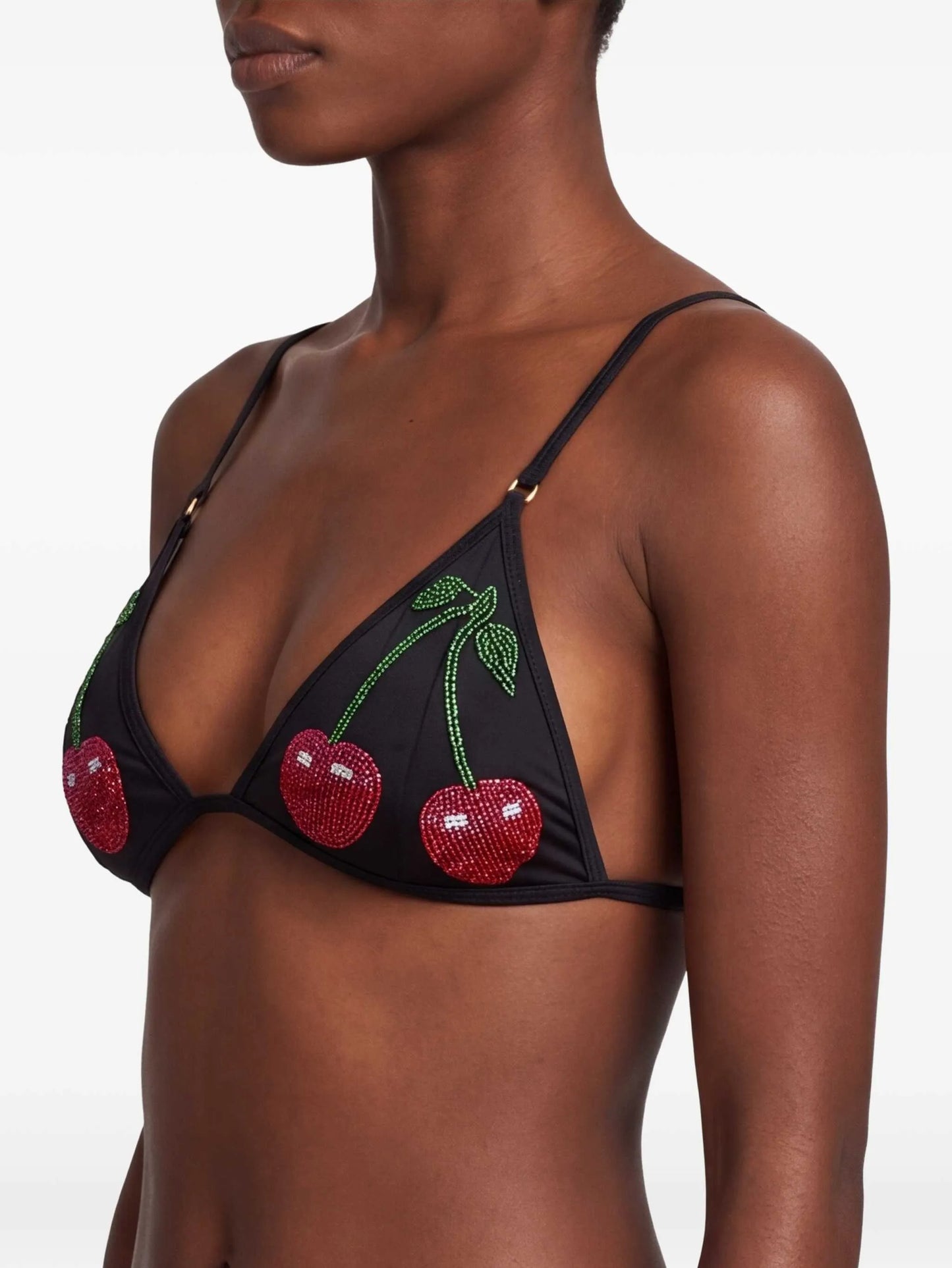 La Cerise bead-embellished bikini top