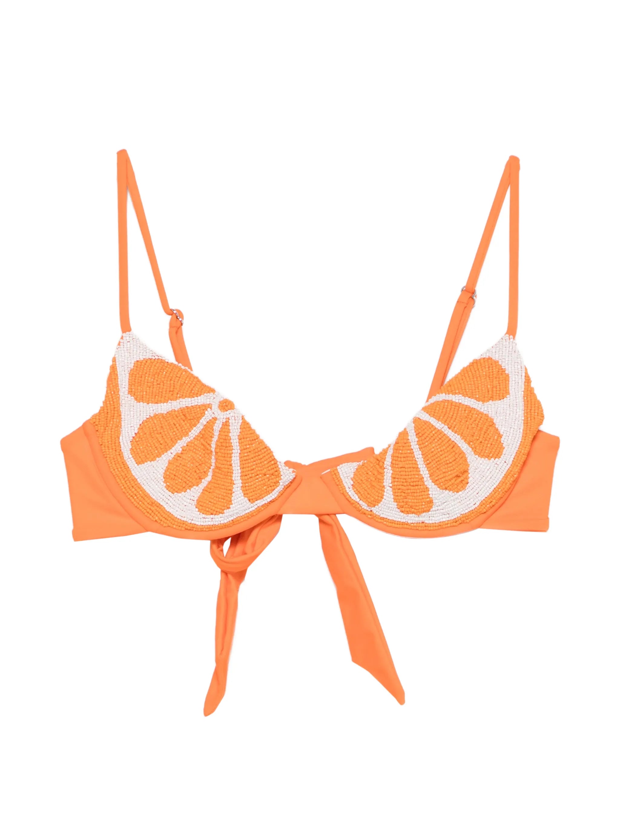Orange Slice bead-embellished bikini top