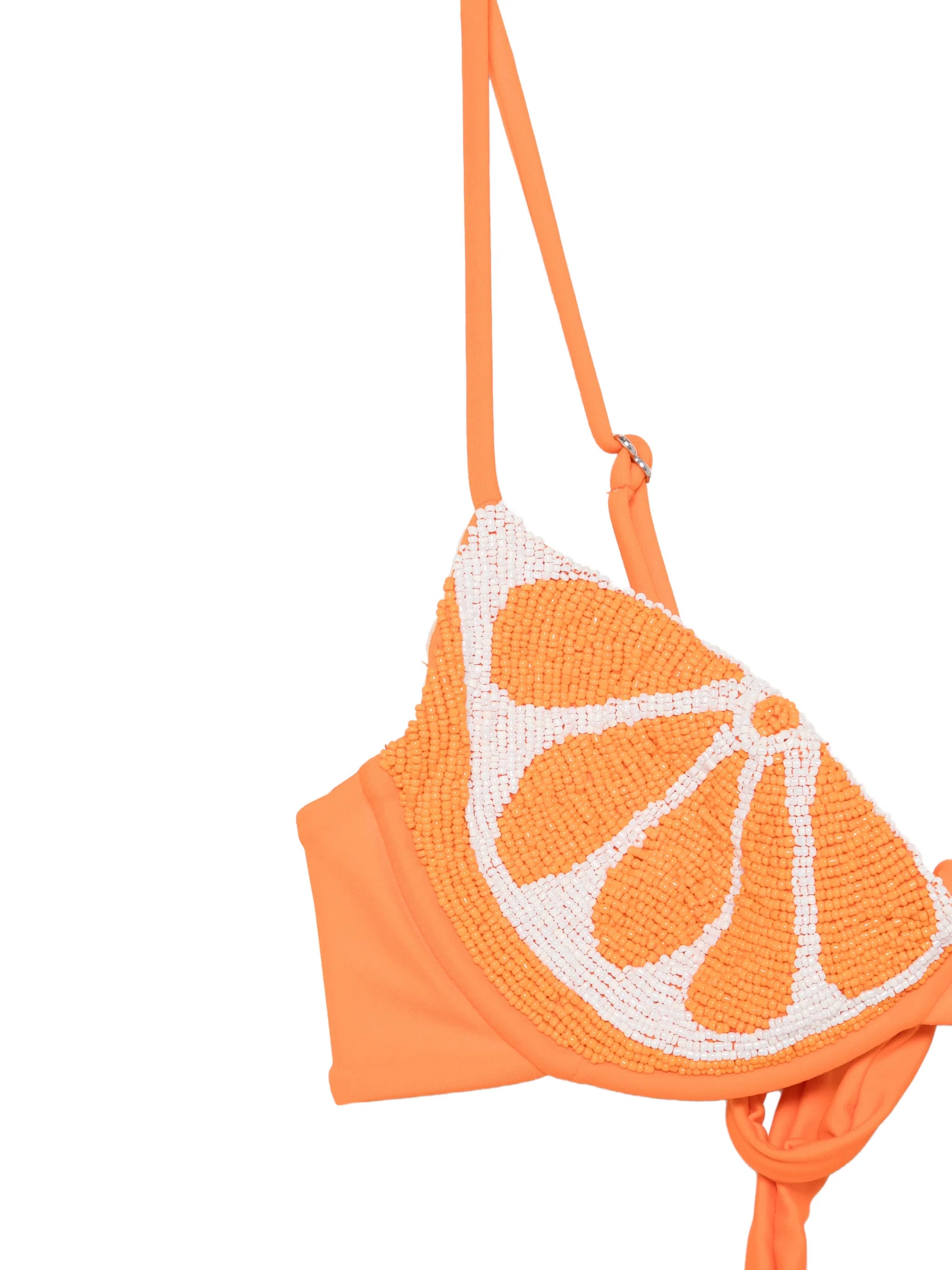 Orange Slice bead-embellished bikini top