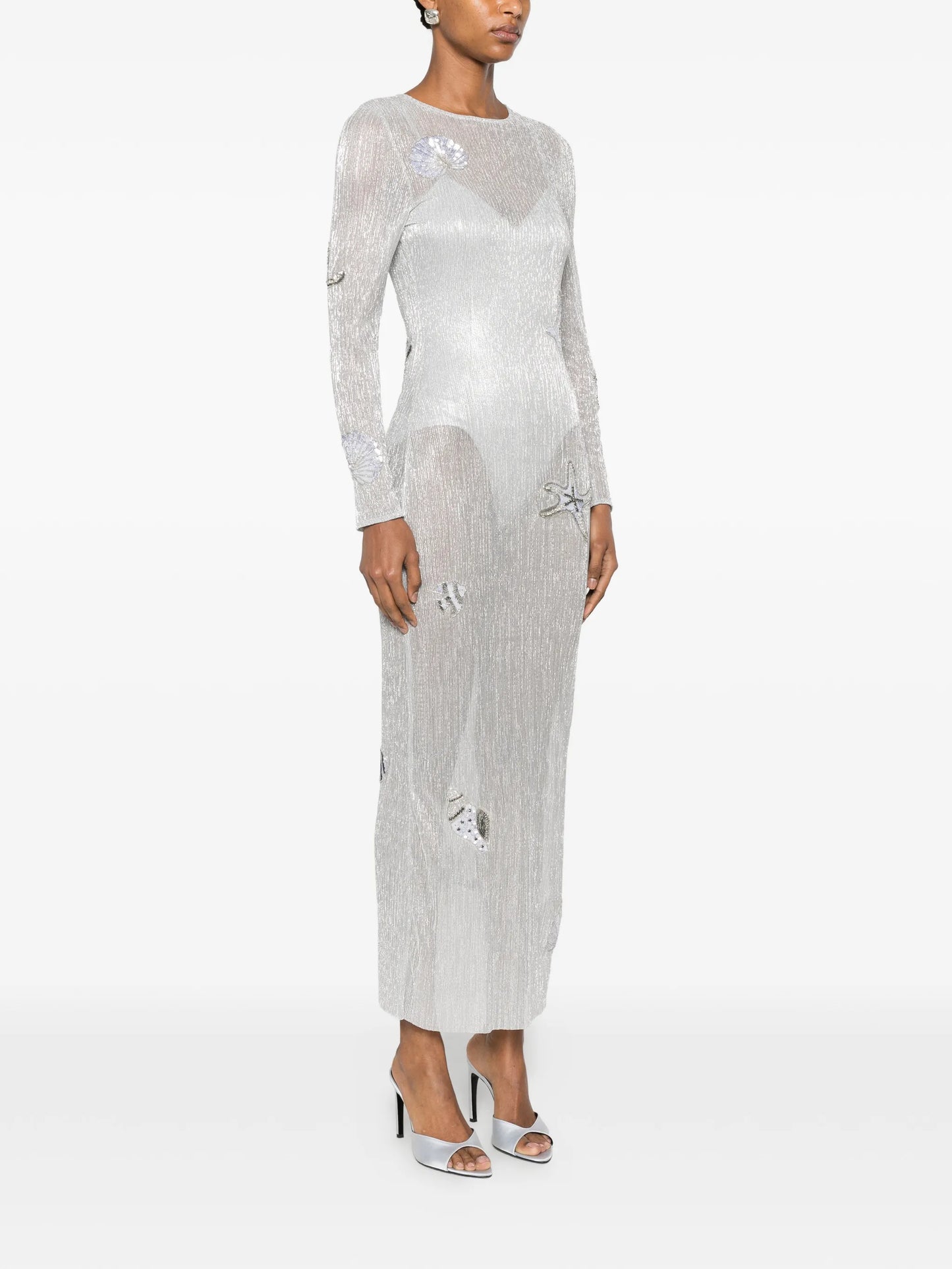 Sea shell-patch maxi dress