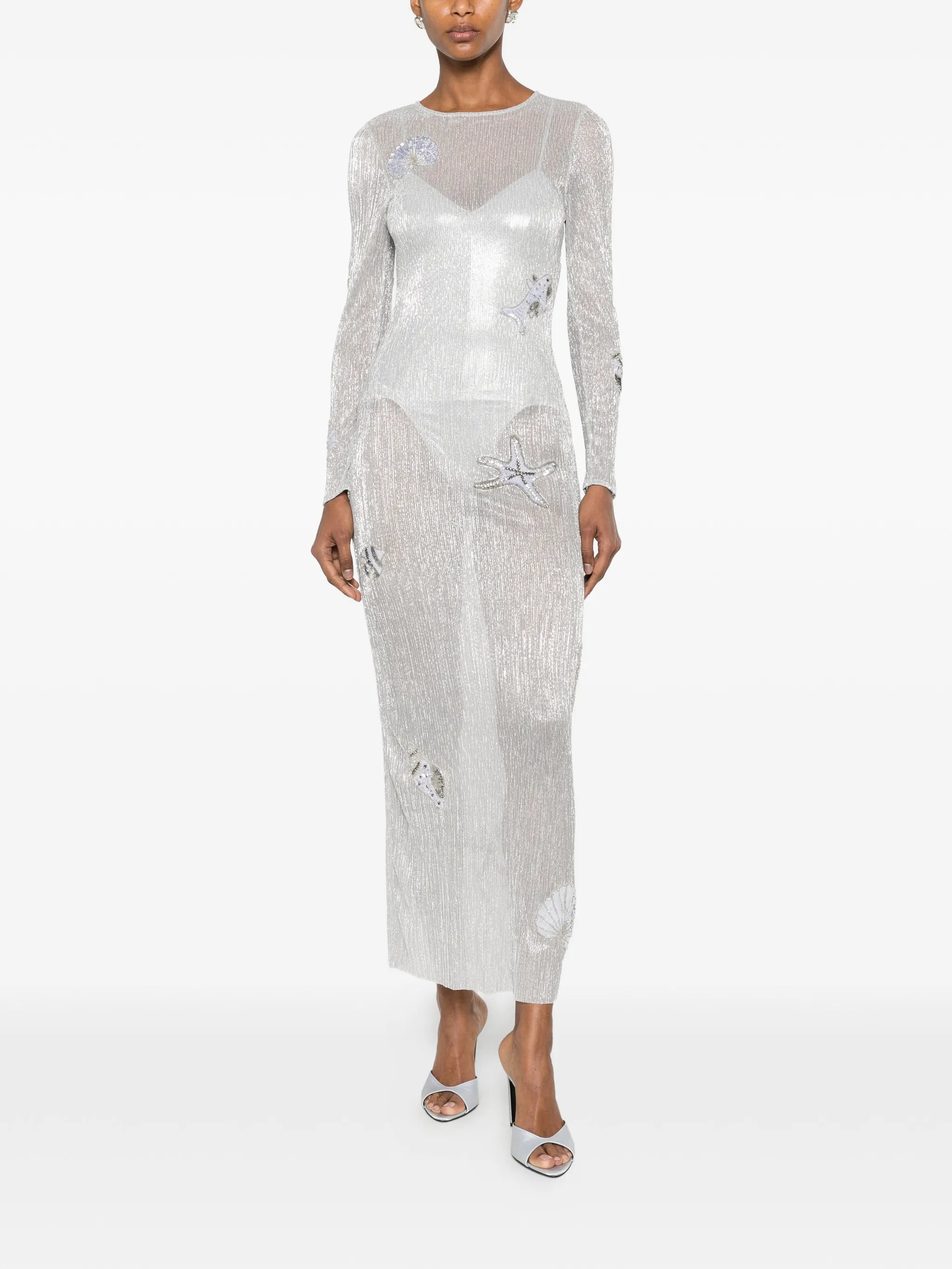 Sea shell-patch maxi dress