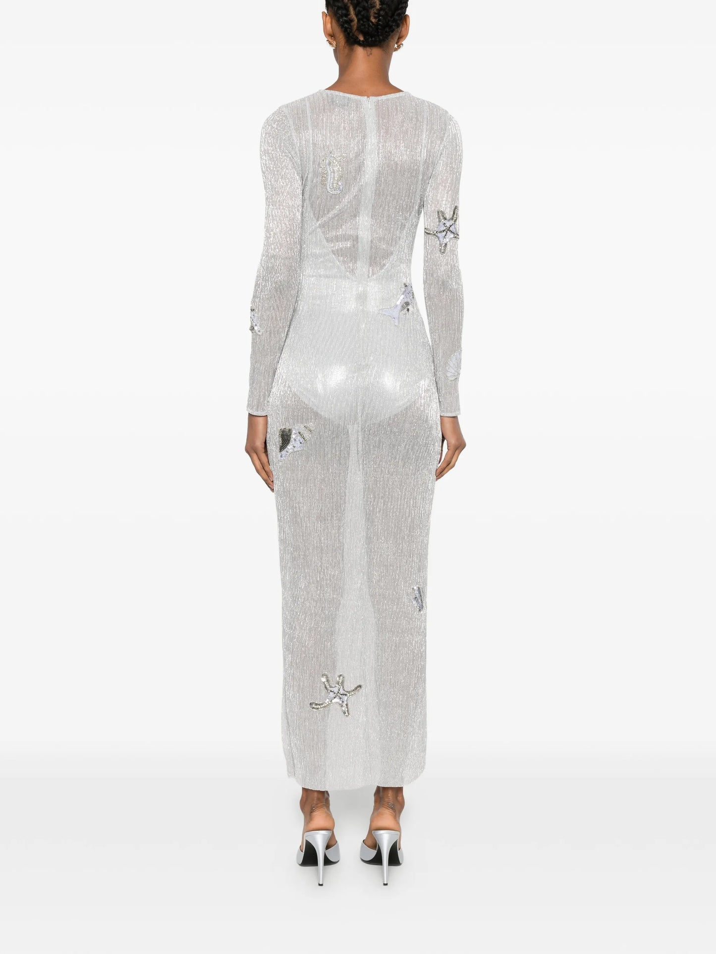 Sea shell-patch maxi dress
