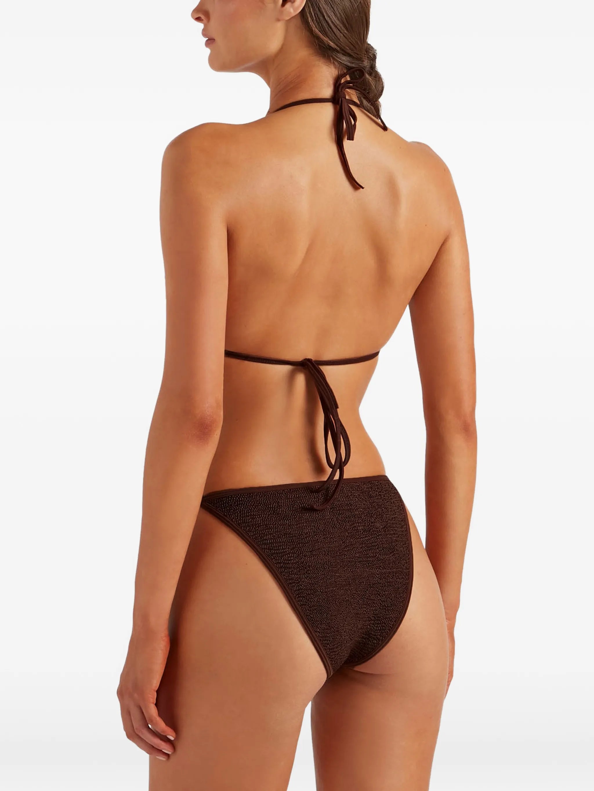 Gina bead-embellished crinkle-effect bikini