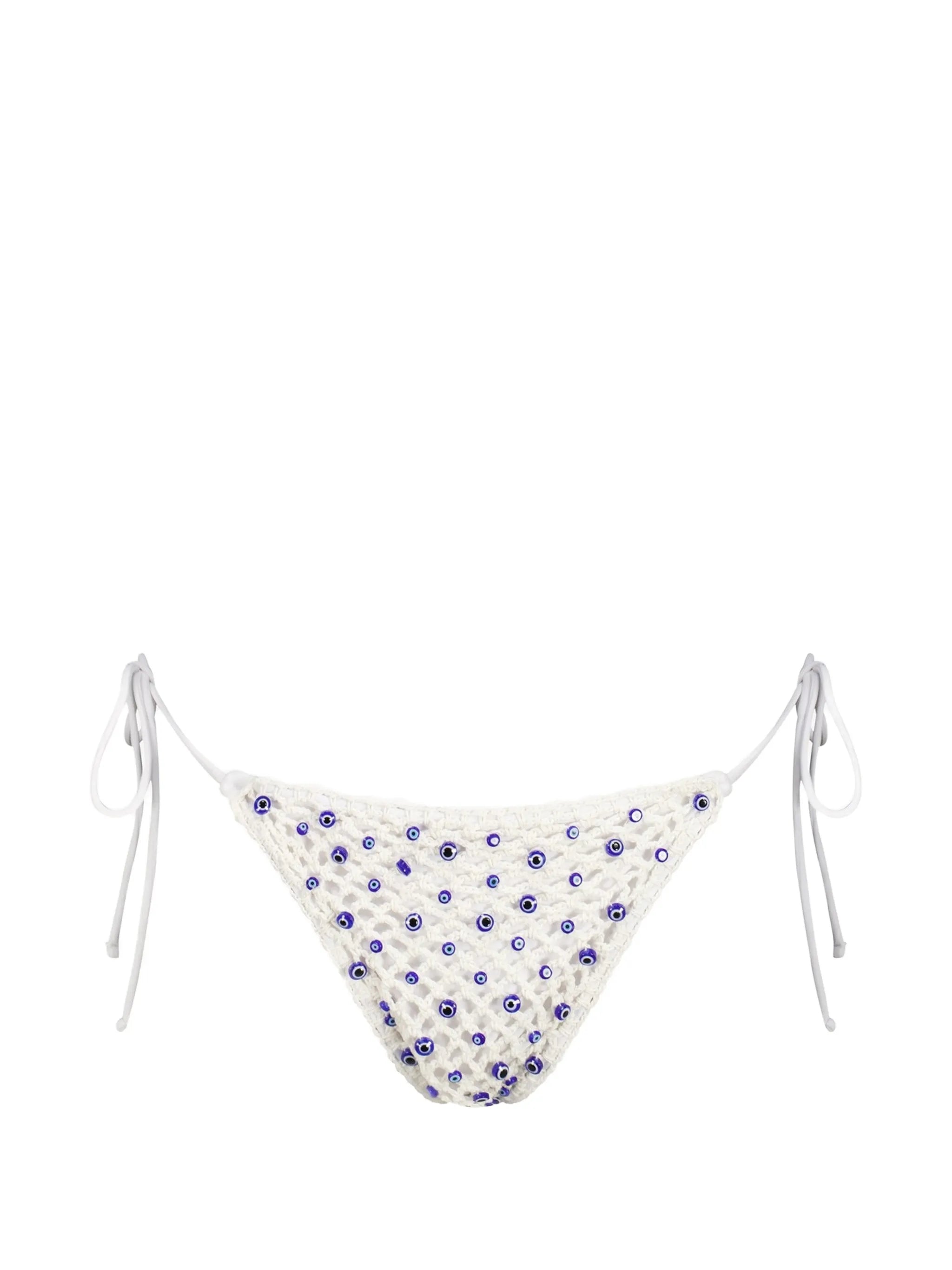 Micro Eye bead-embellished crochet bikini bottoms