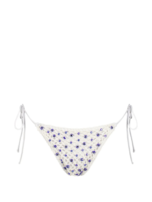 Micro Eye bead-embellished crochet bikini bottoms