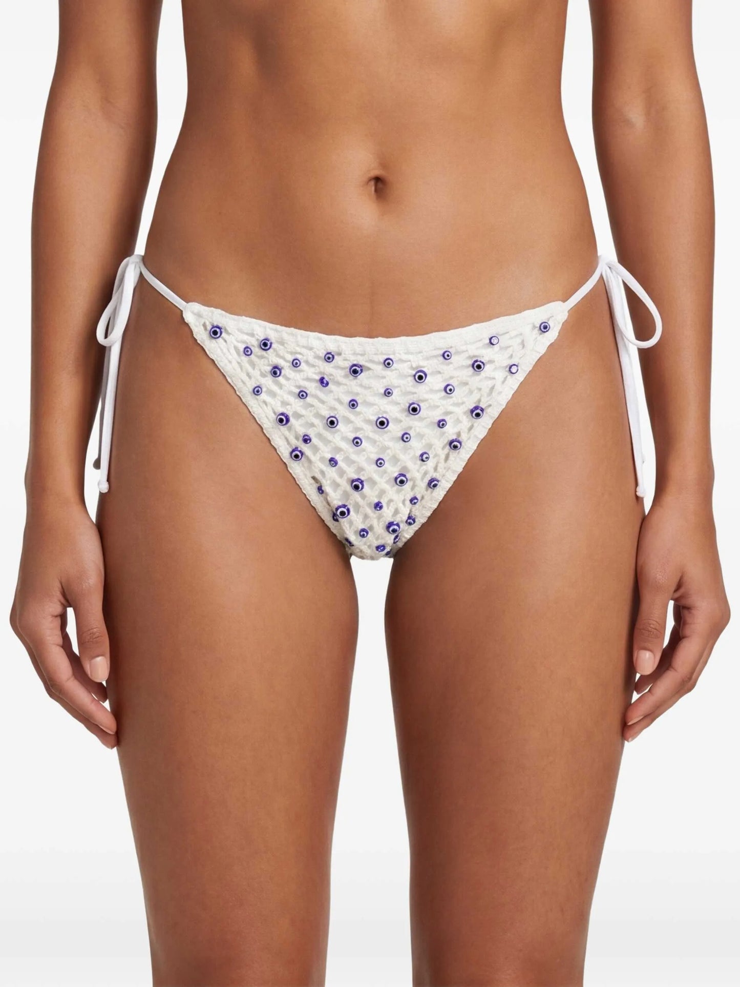 Micro Eye bead-embellished crochet bikini bottoms