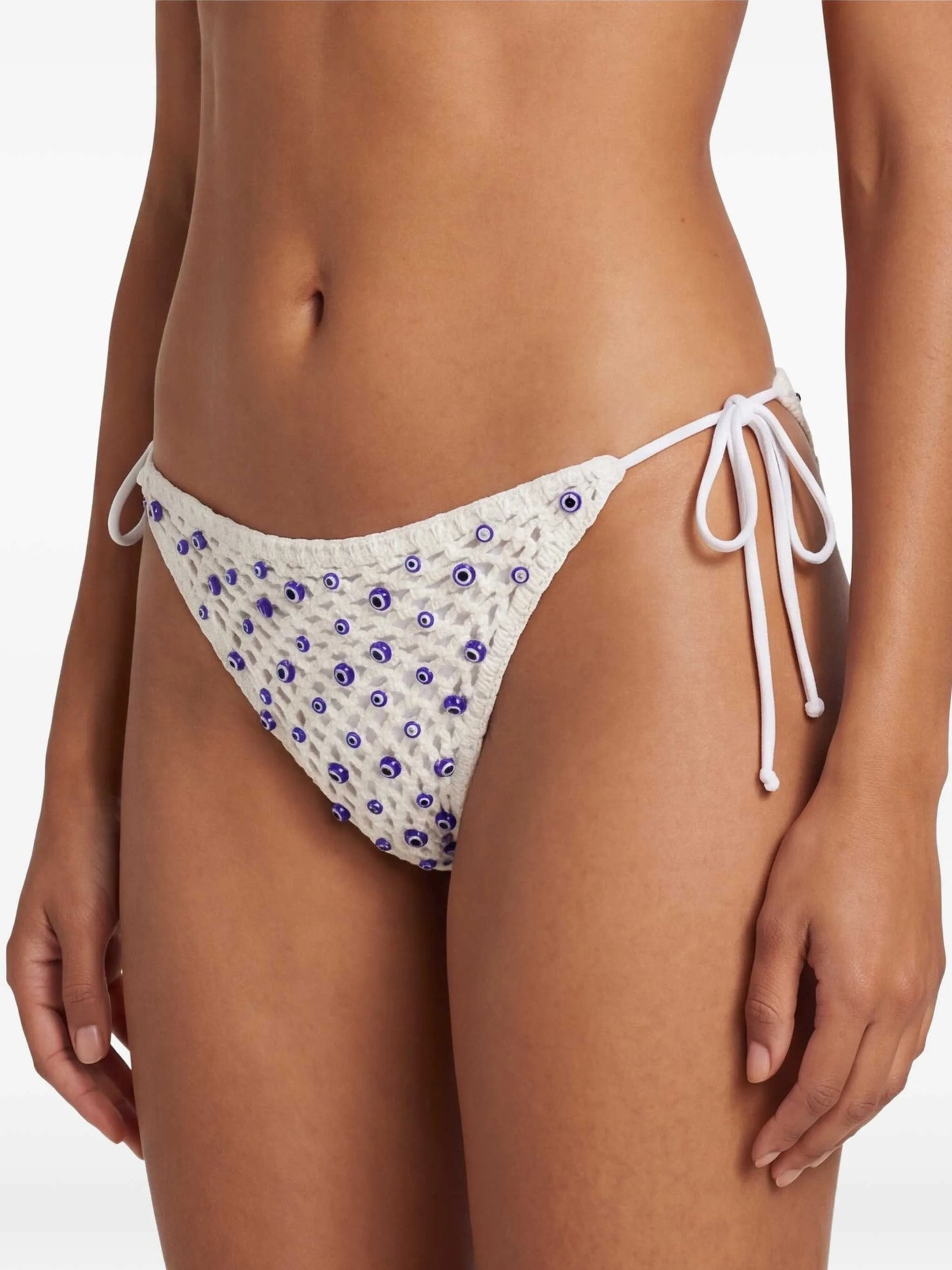Micro Eye bead-embellished crochet bikini bottoms