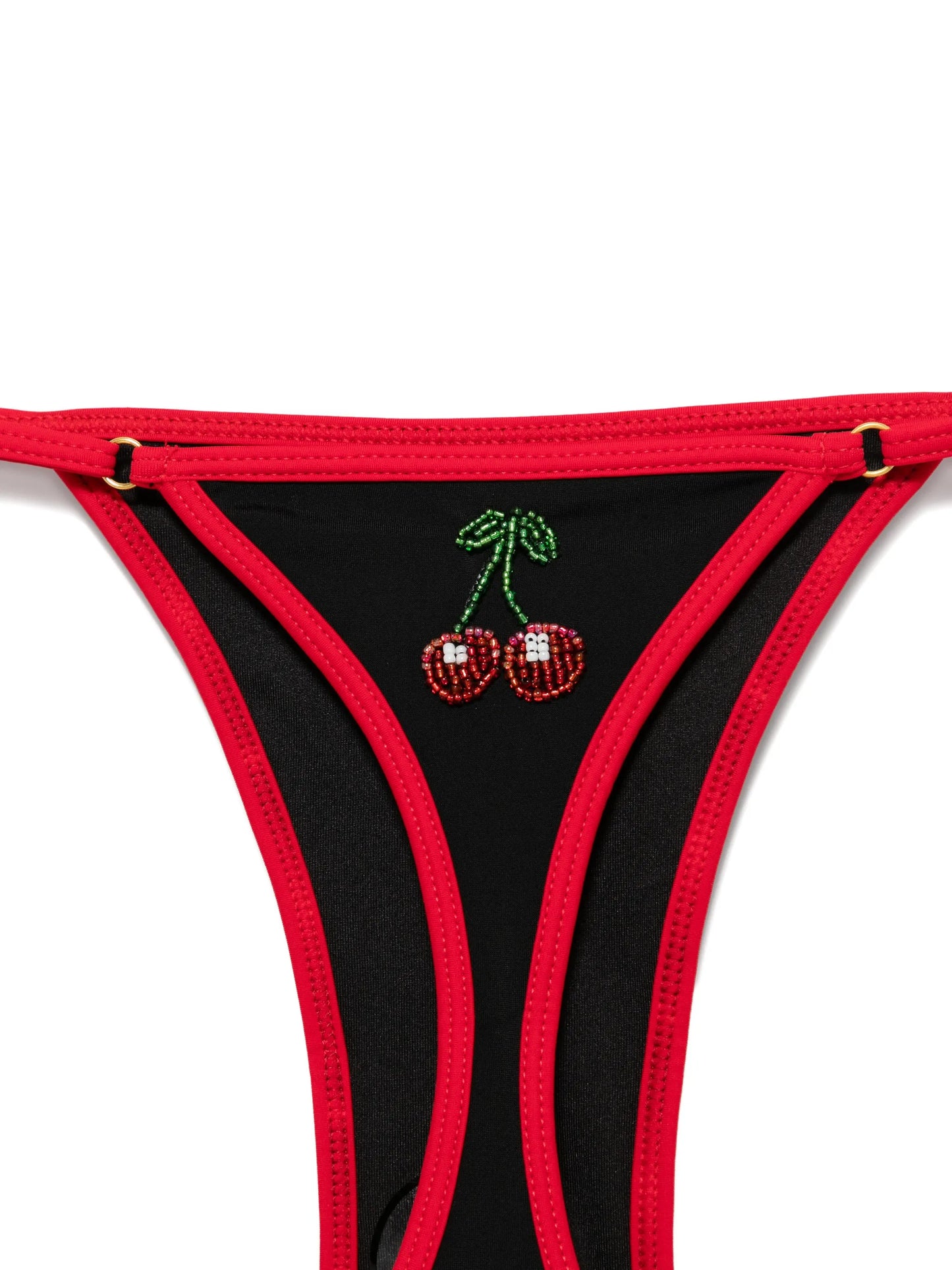 Cerise bead-embellished bikini bottoms