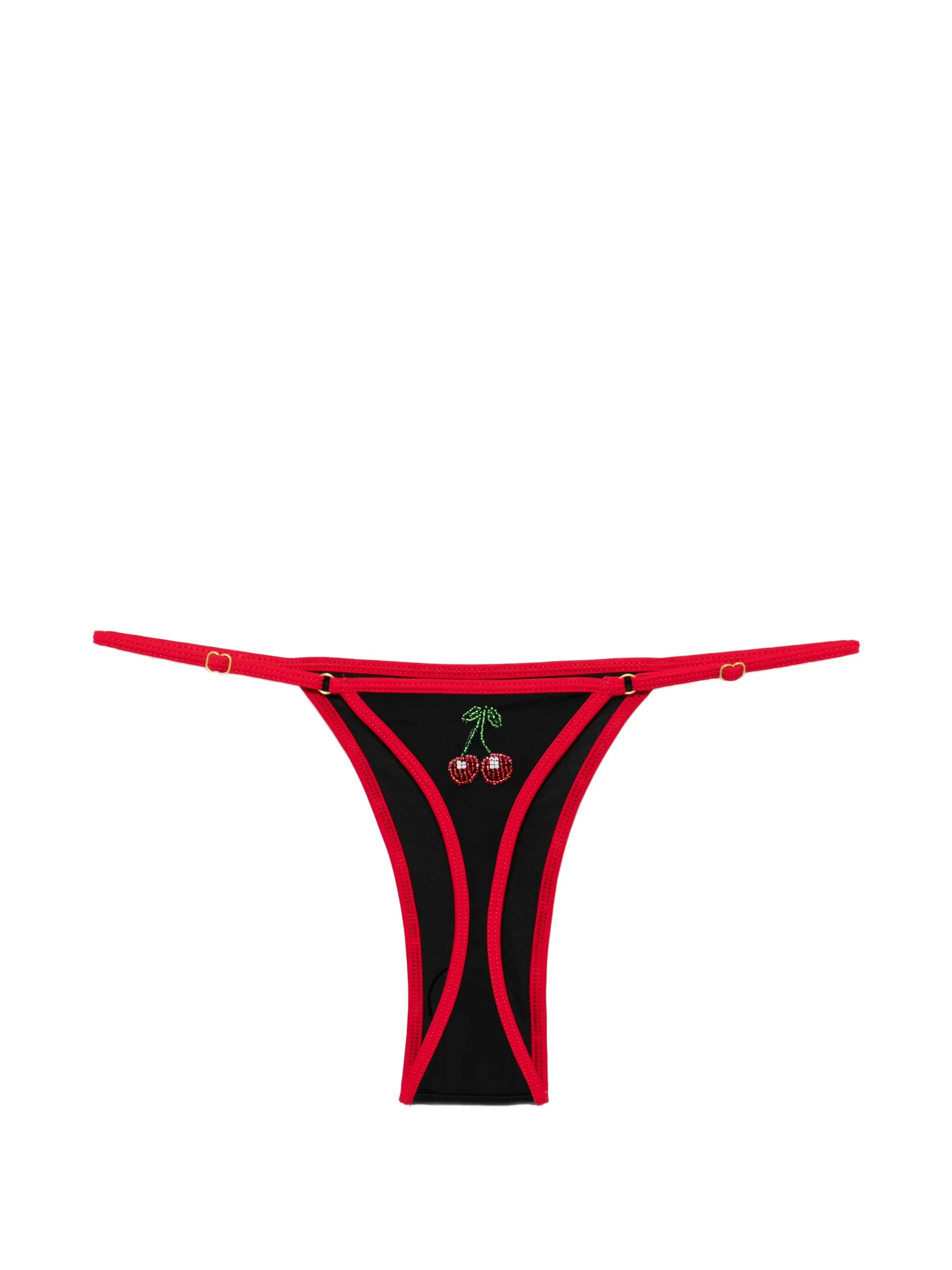 Cerise bead-embellished bikini bottoms