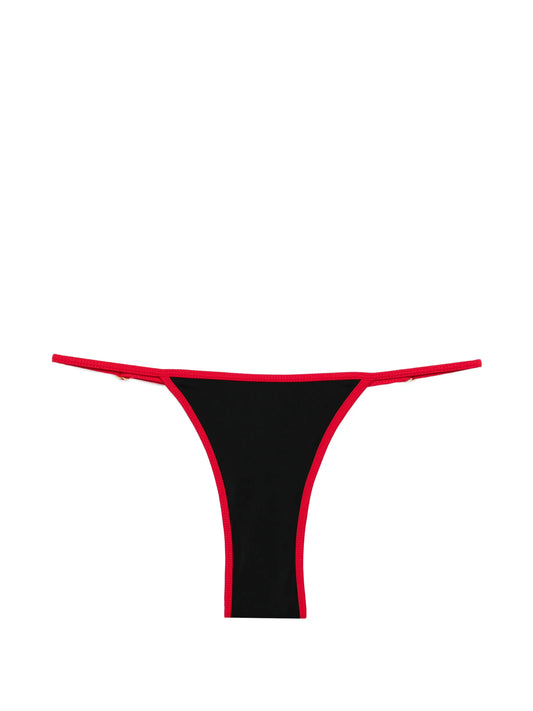 Cerise bead-embellished bikini bottoms