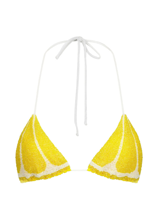 Lemon Slice beaded lemon-slice bikini top
