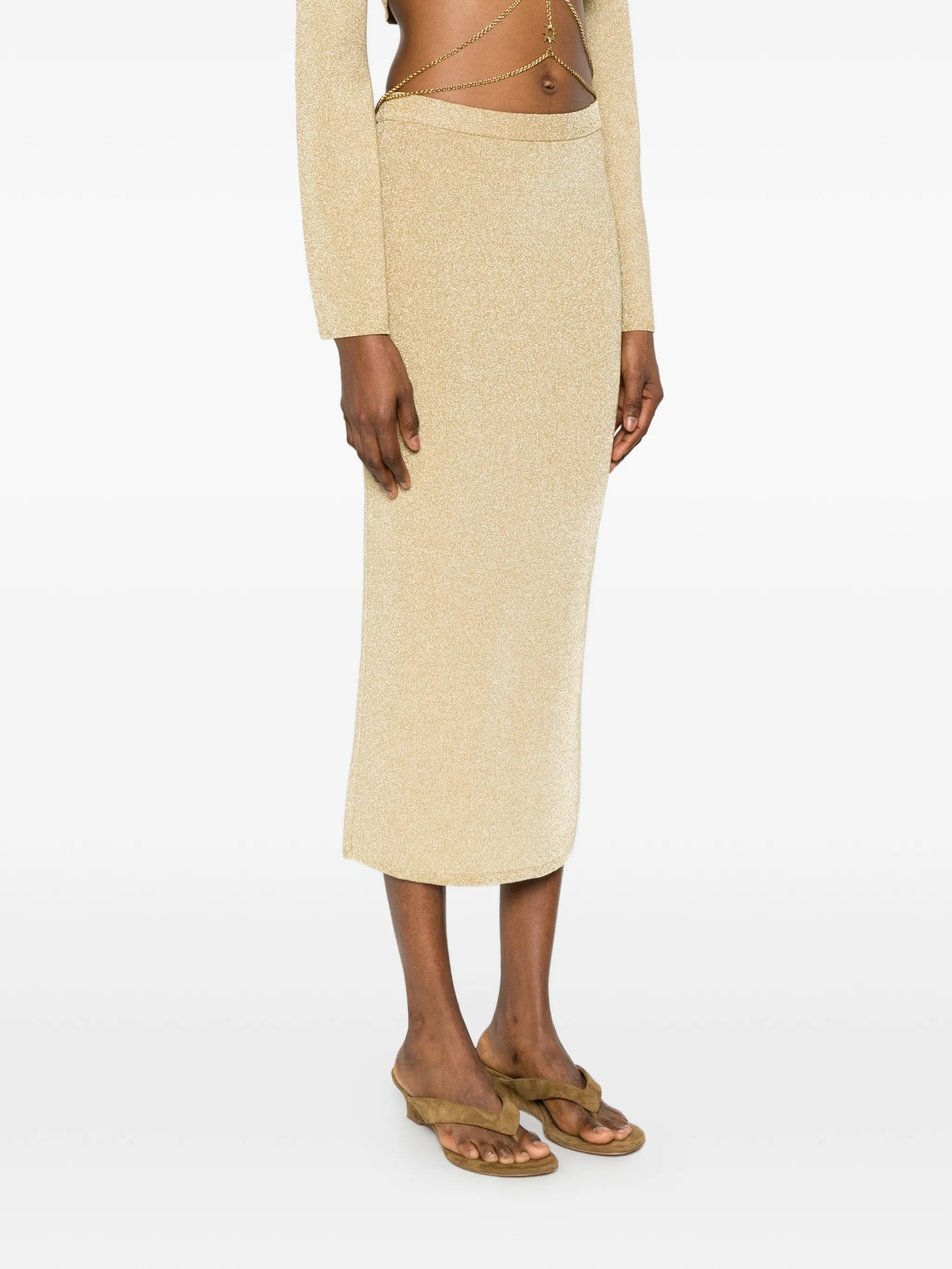 straight-hem midi skirt