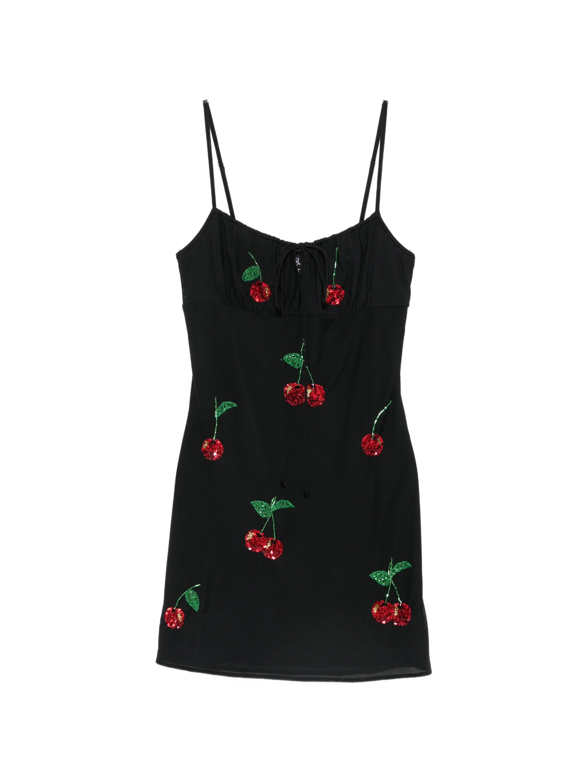 sequin-embellished cherry-motif mini dress