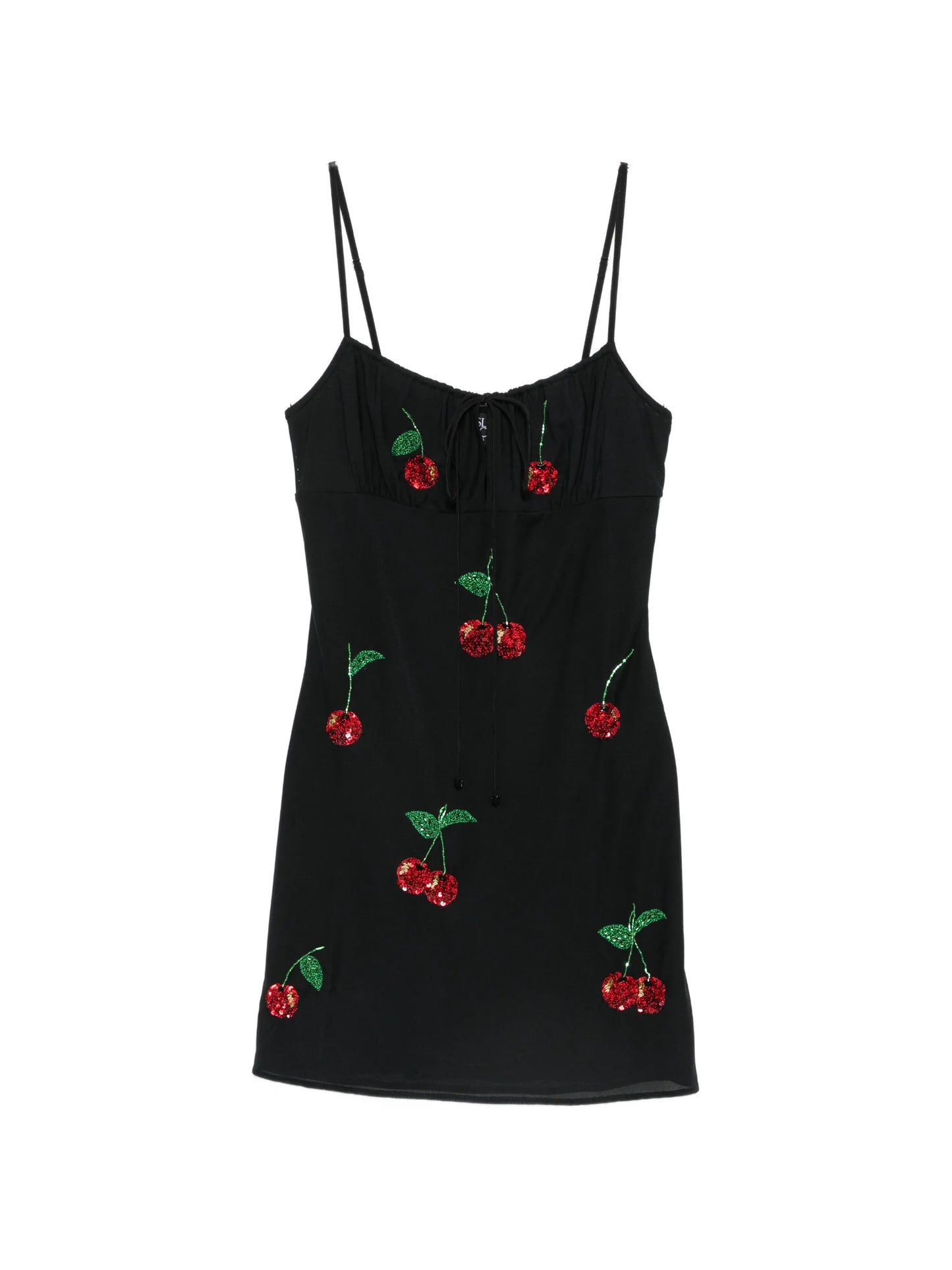 sequin-embellished cherry-motif mini dress