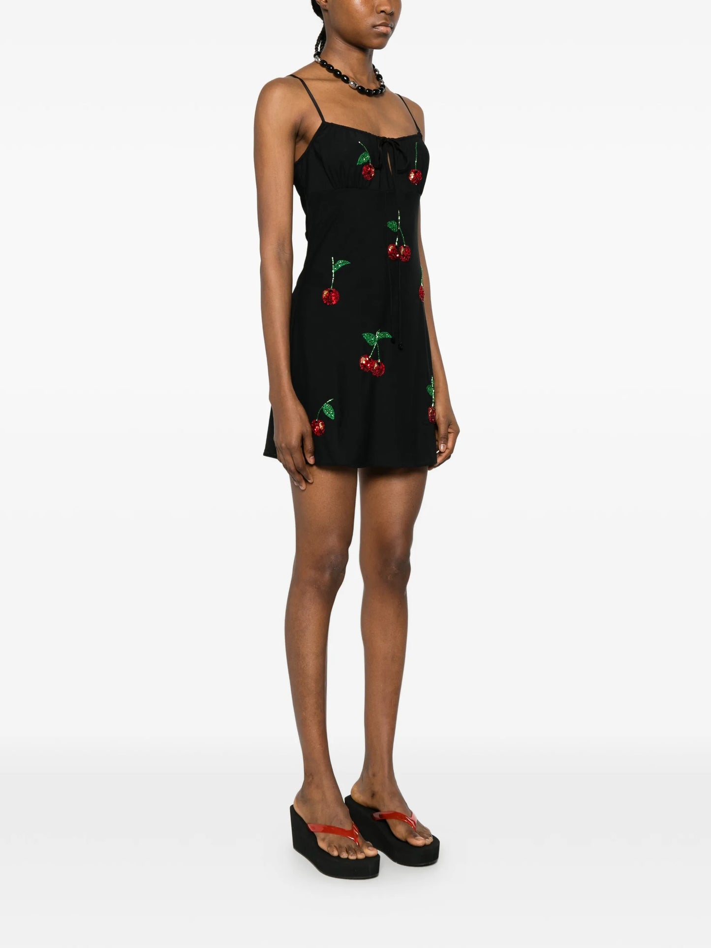sequin-embellished cherry-motif mini dress