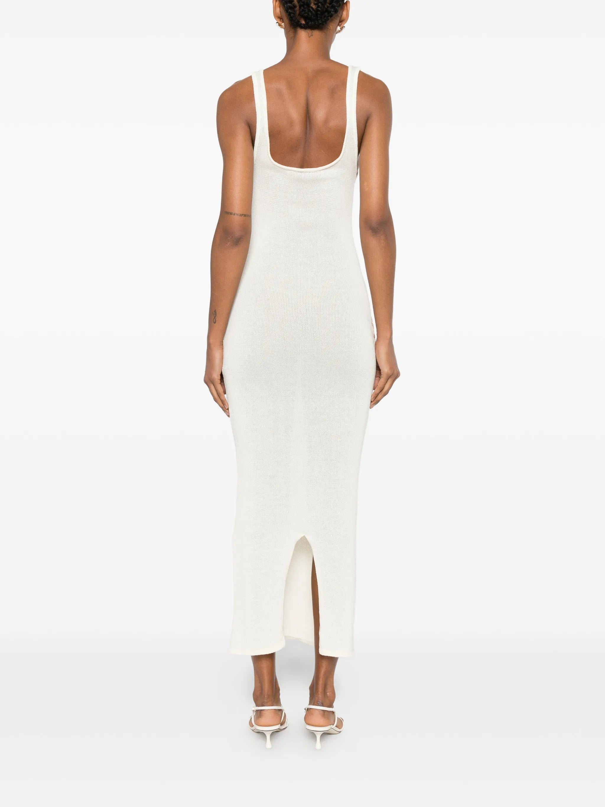 bead-embellished knit midi dress