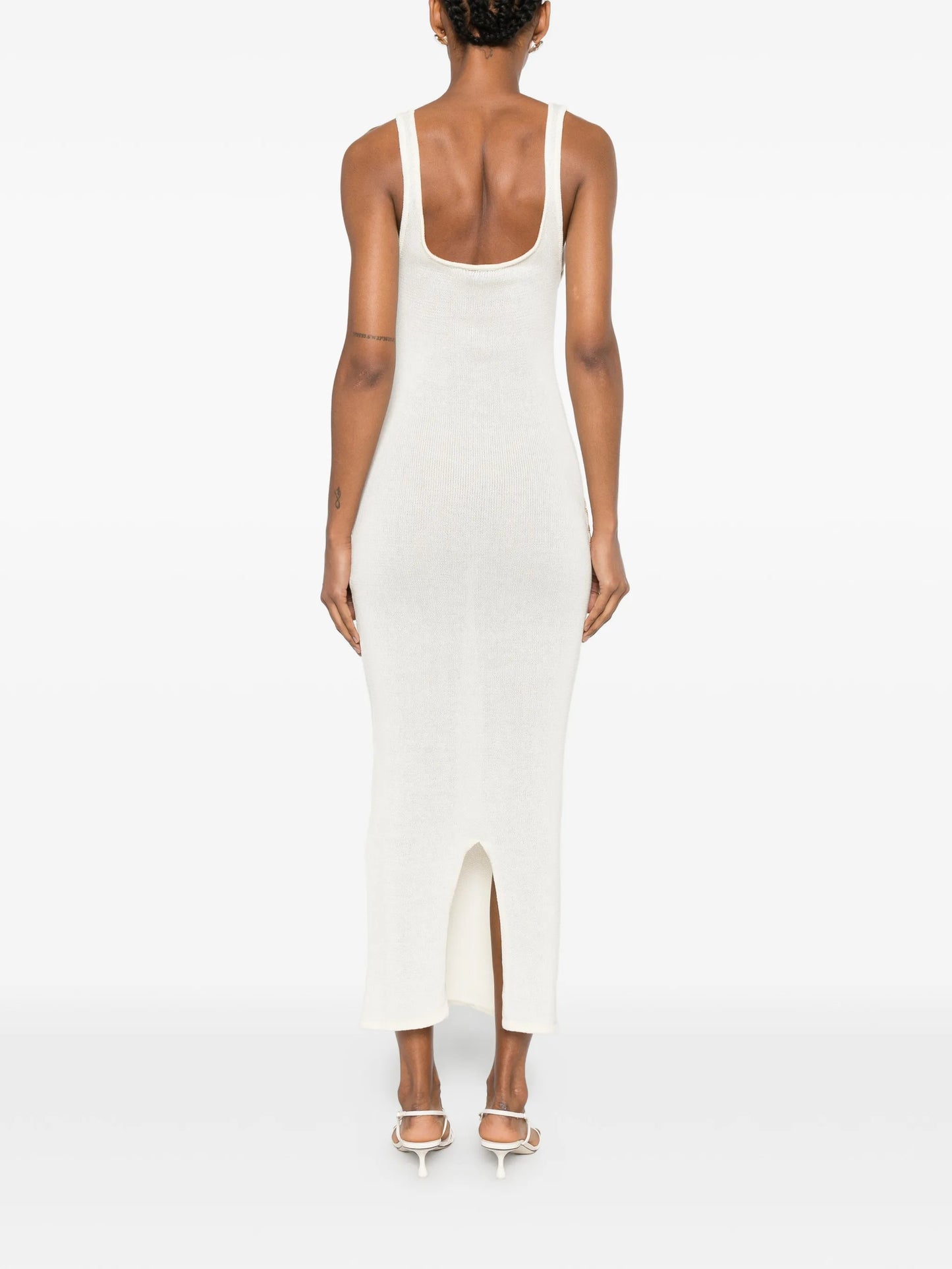 bead-embellished knit midi dress