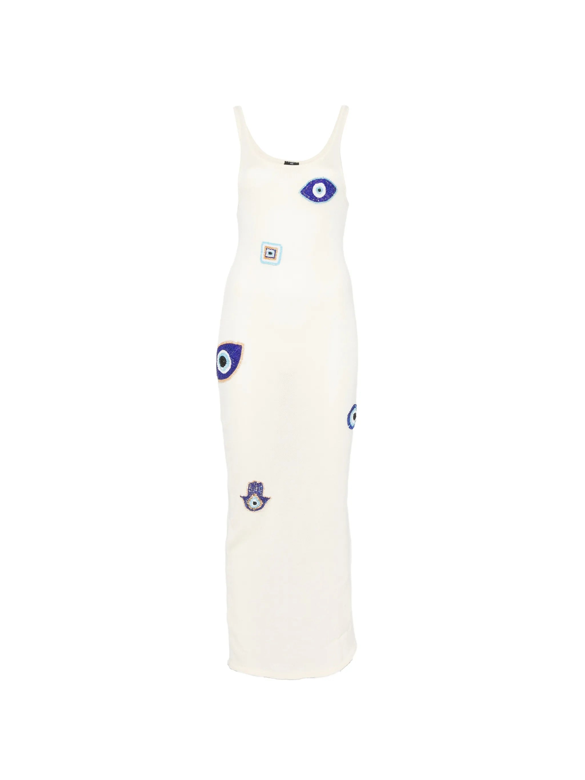 bead-embellished knit midi dress
