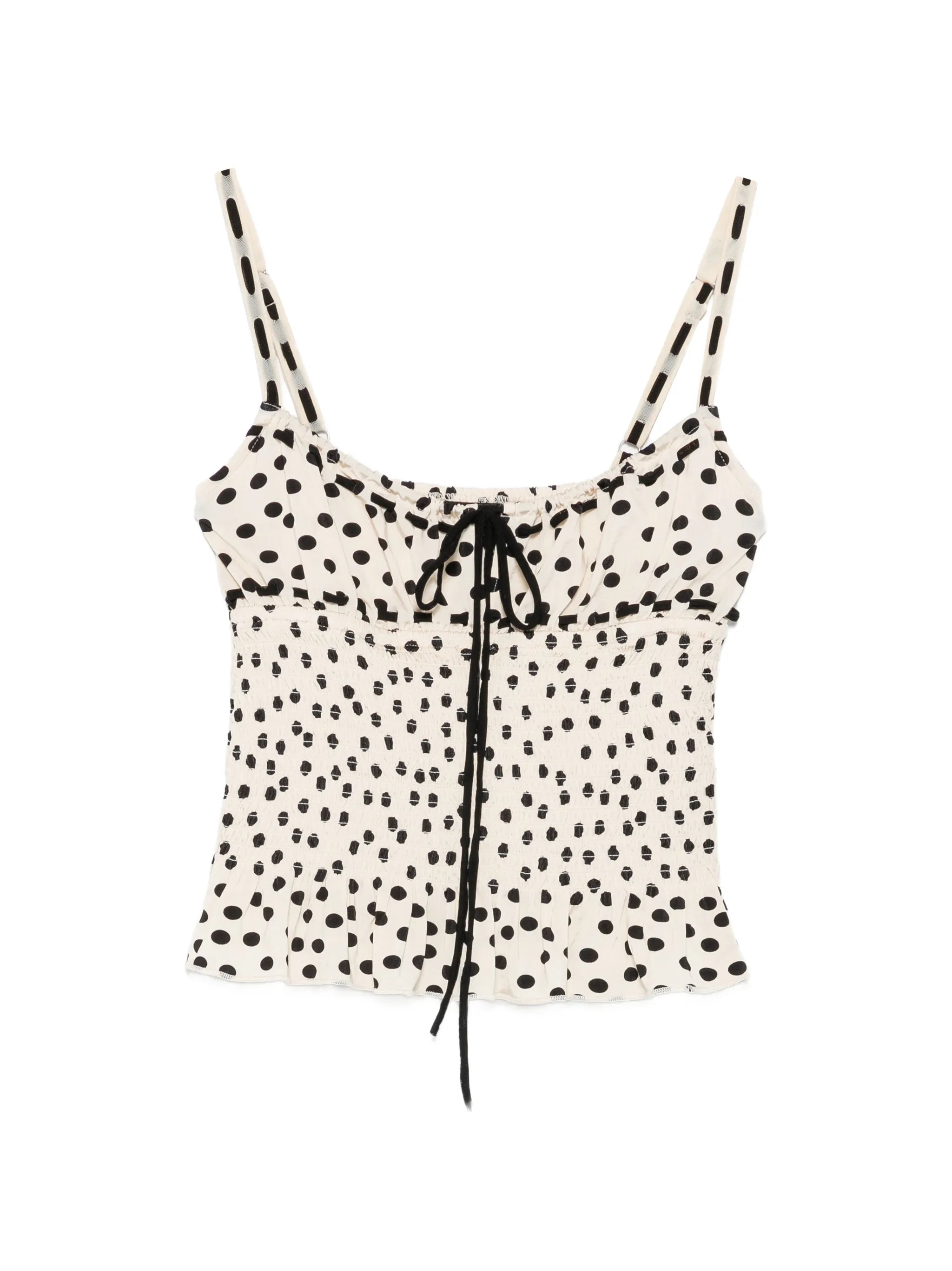 polka-dot shirred top