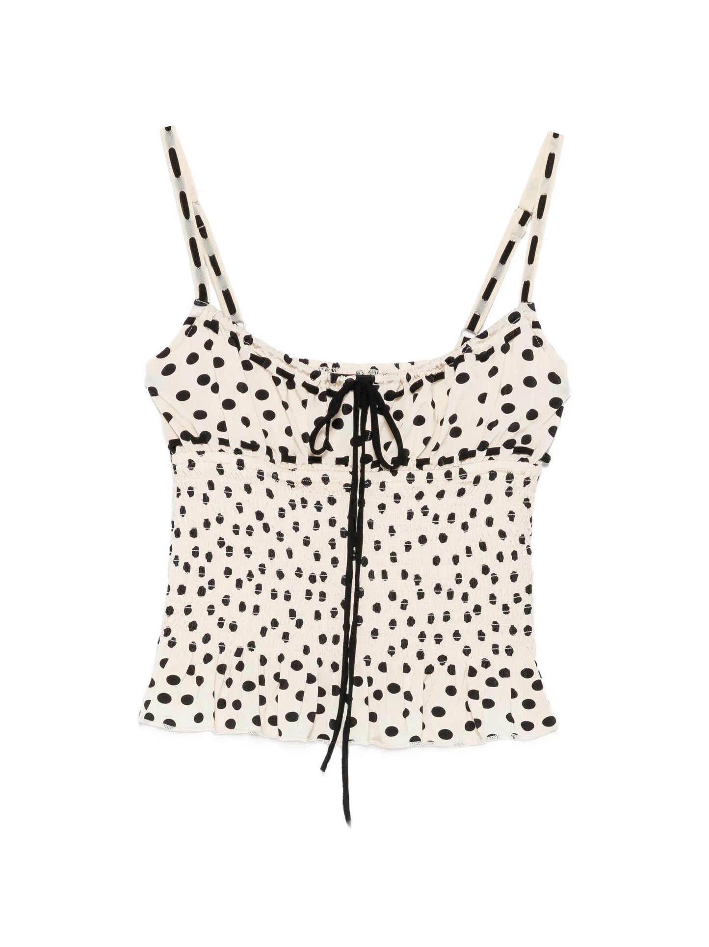 polka-dot shirred top
