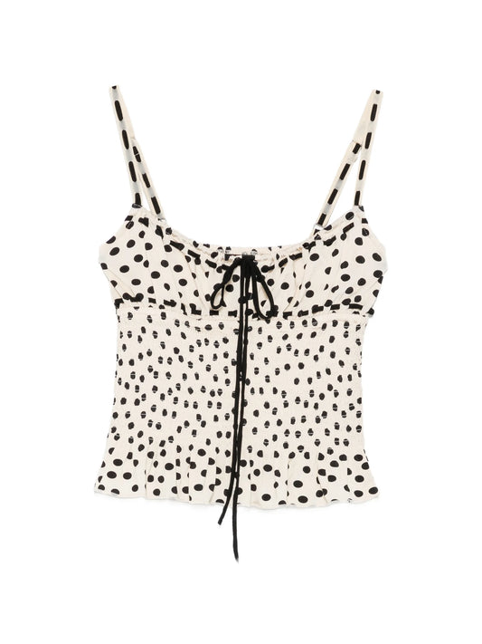 polka-dot shirred top