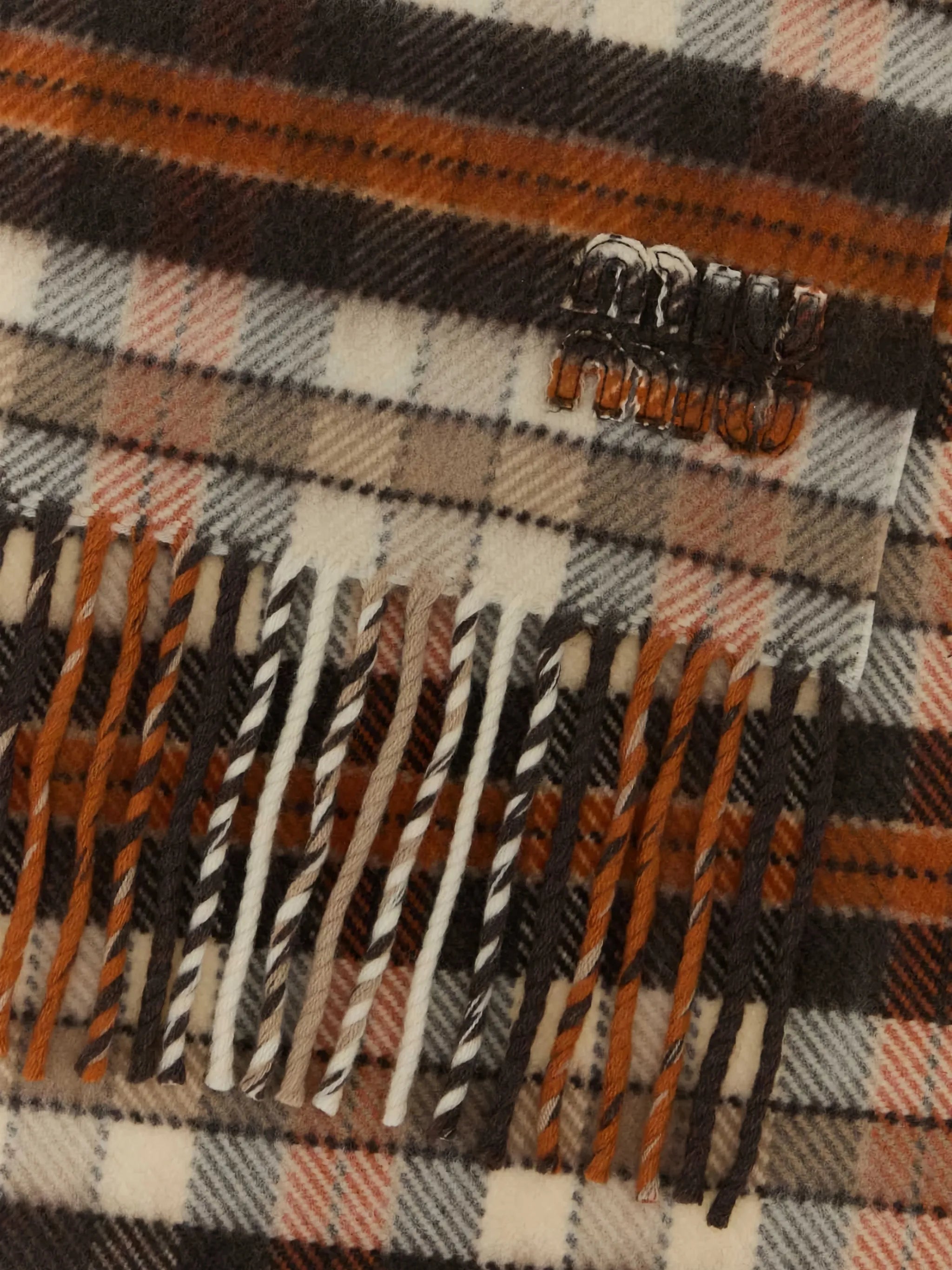 fringed check scarf