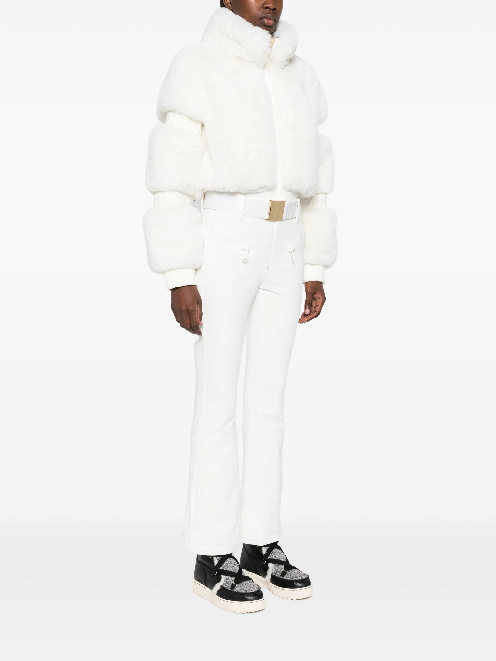 Lieke faux-fur belted ski suit