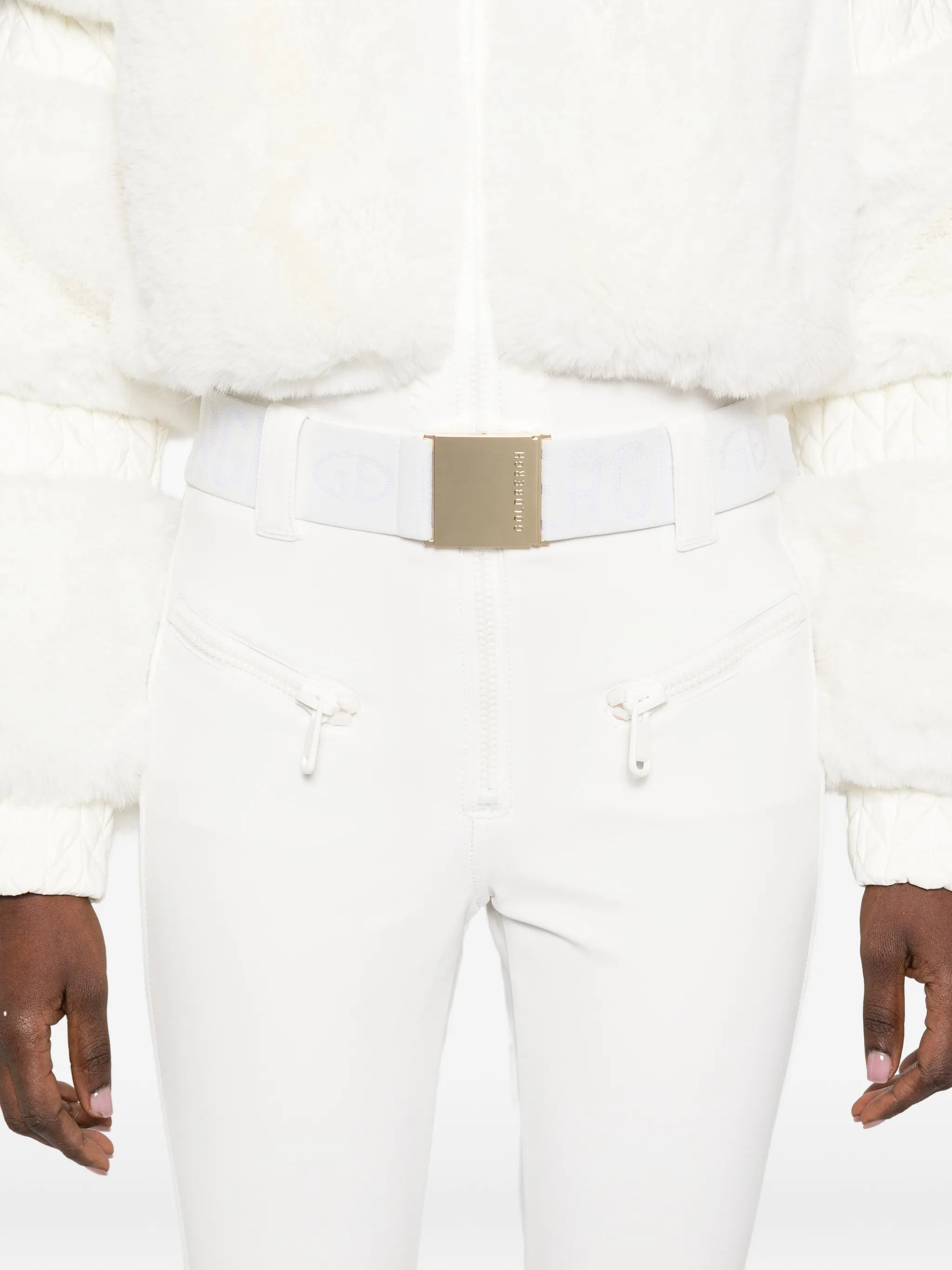 Lieke faux-fur belted ski suit