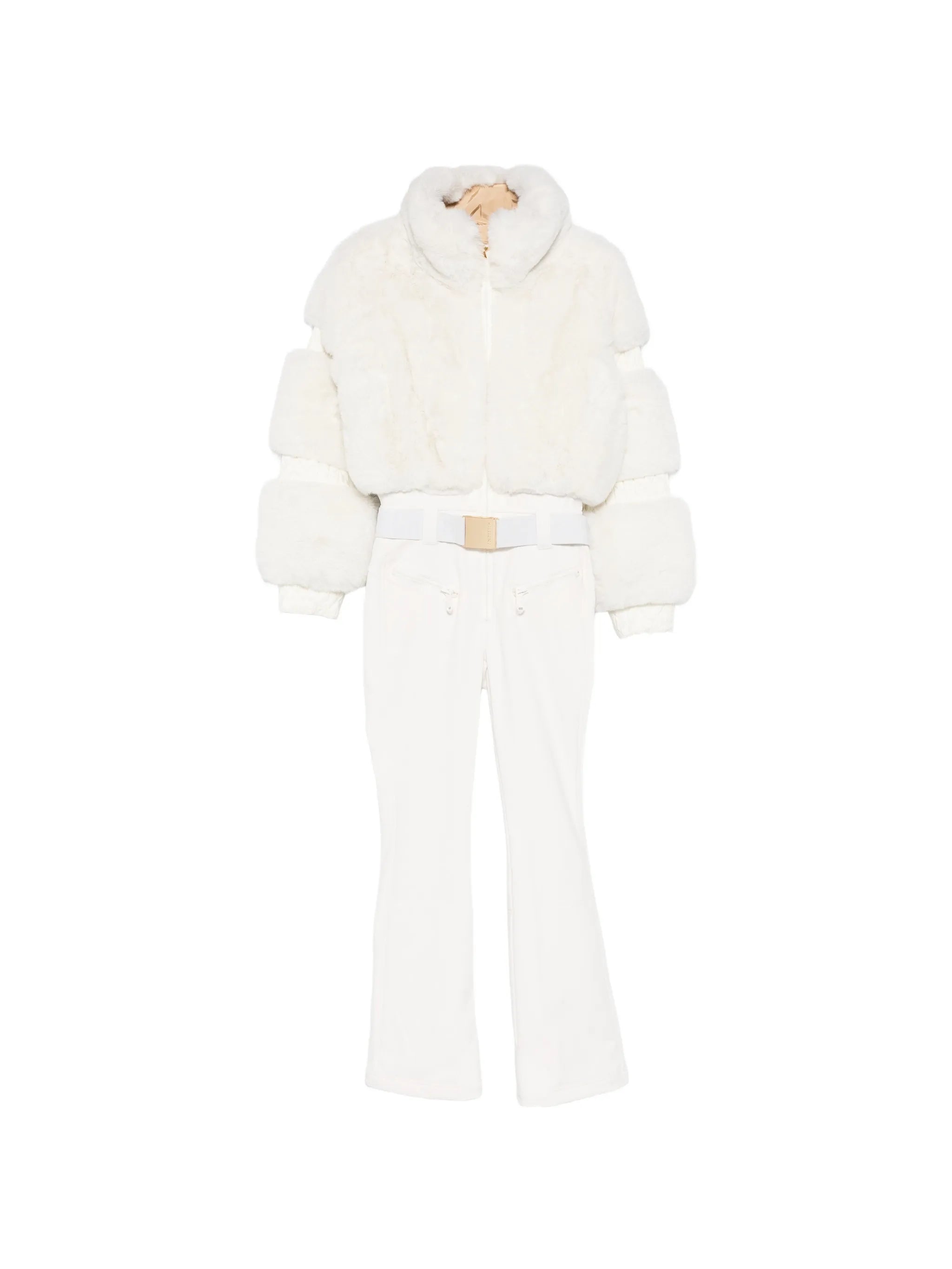 Lieke faux-fur belted ski suit