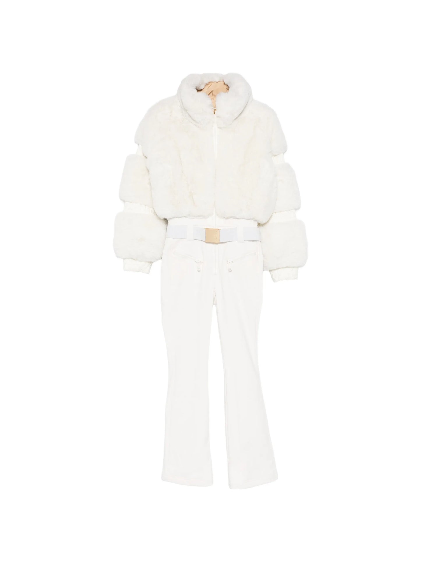 Lieke faux-fur belted ski suit