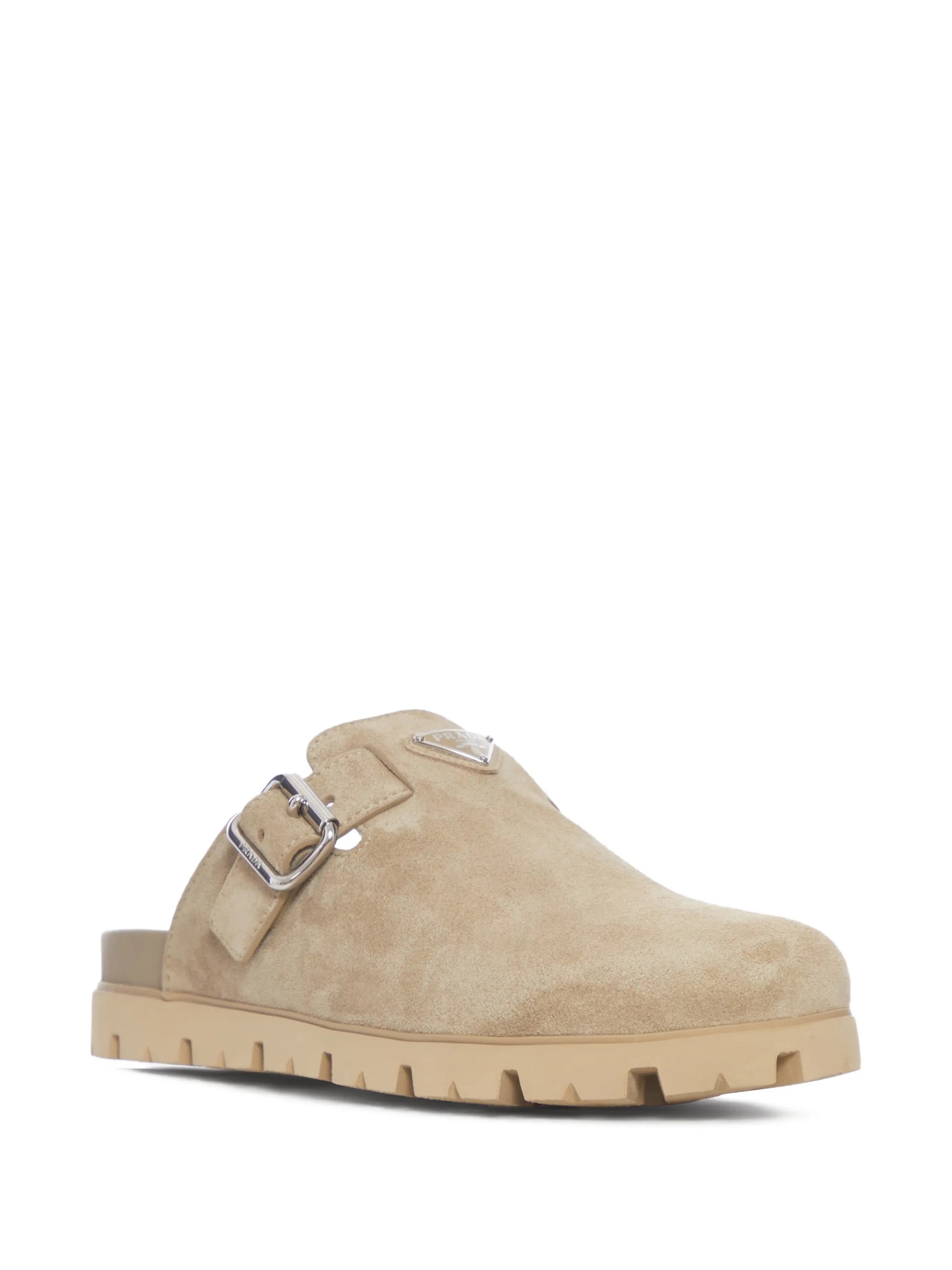 logo buckle suede mules