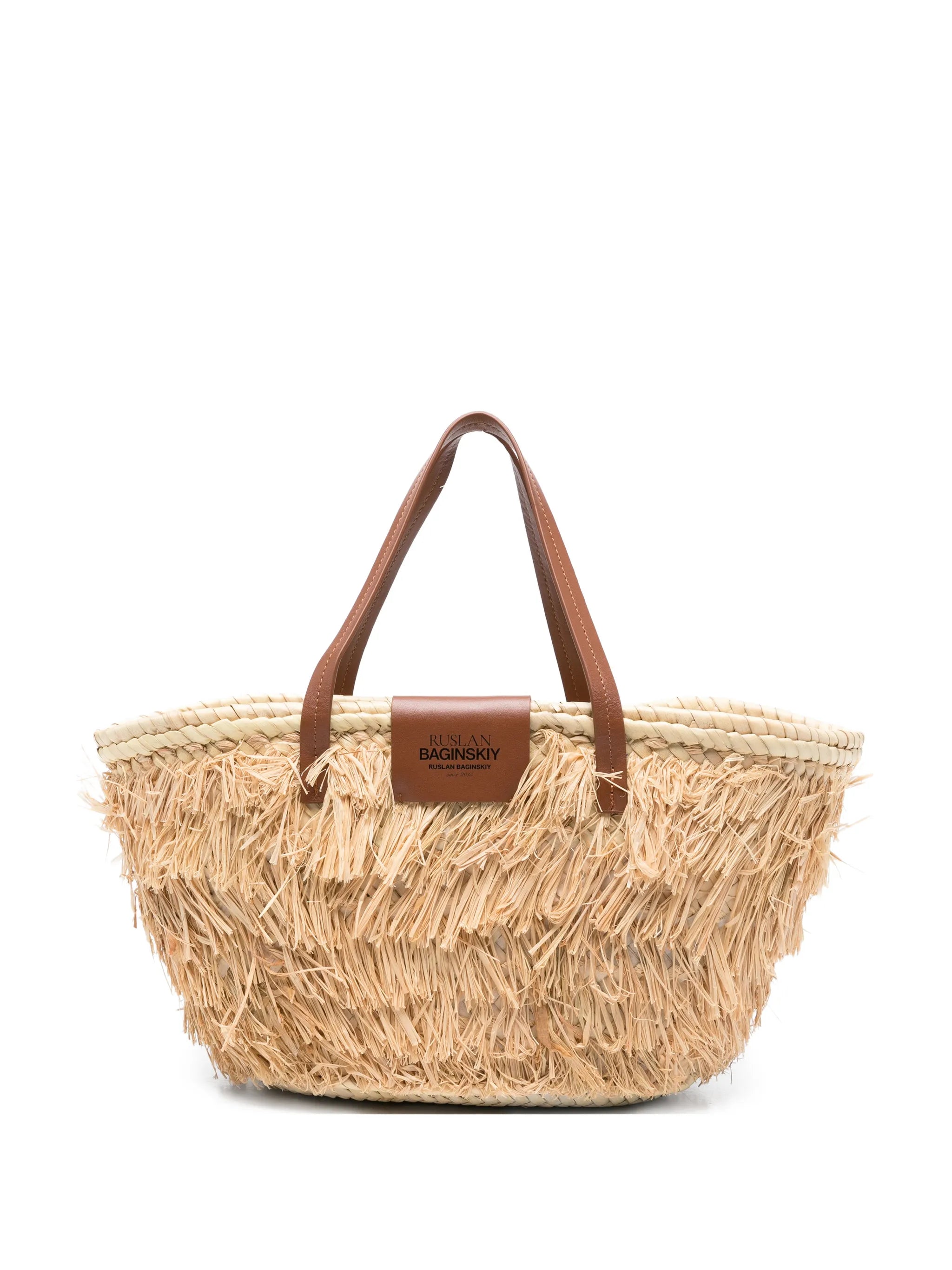 fringed top-handle tote bag