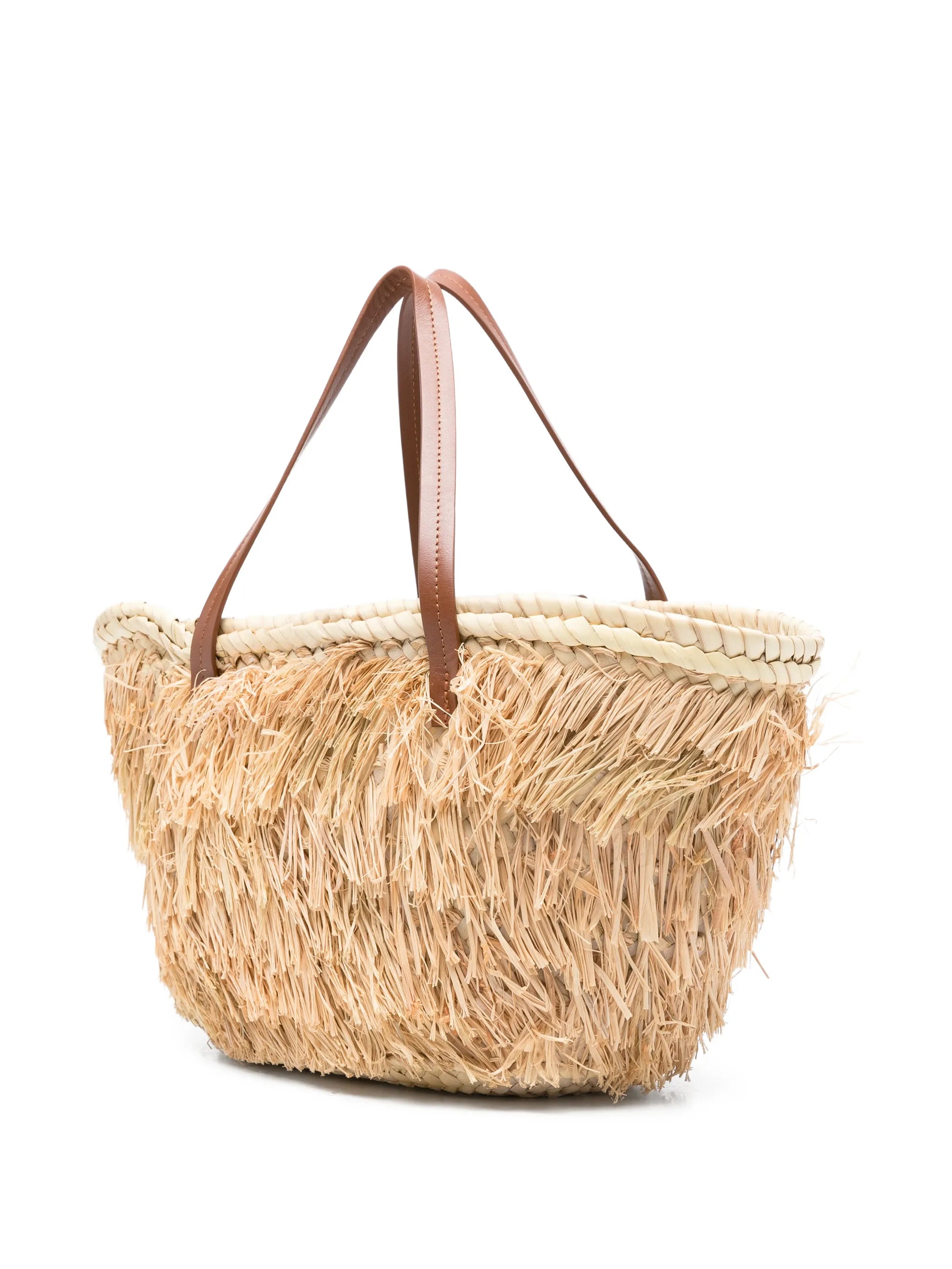 fringed top-handle tote bag