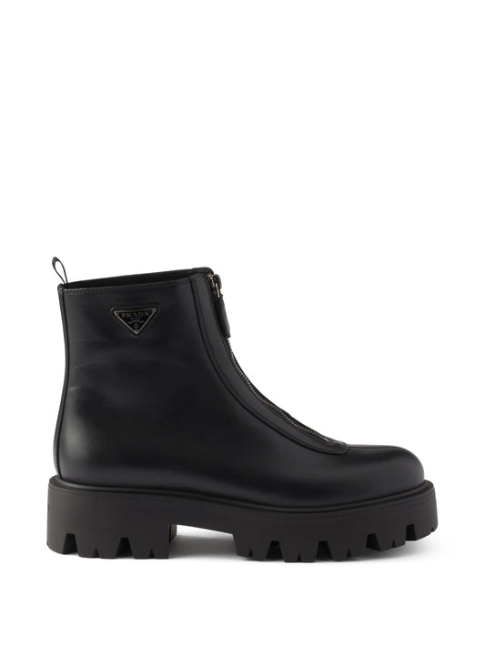 leather zipper booties