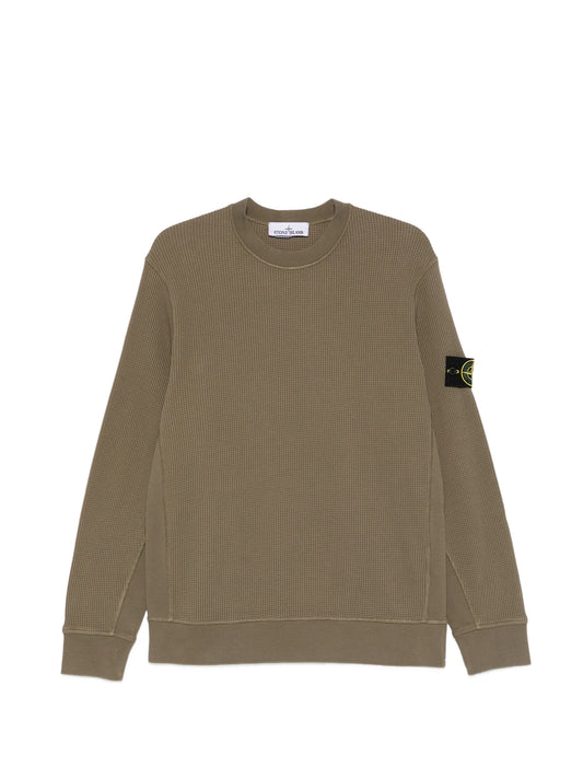 waffle-knit patch sweatshirt