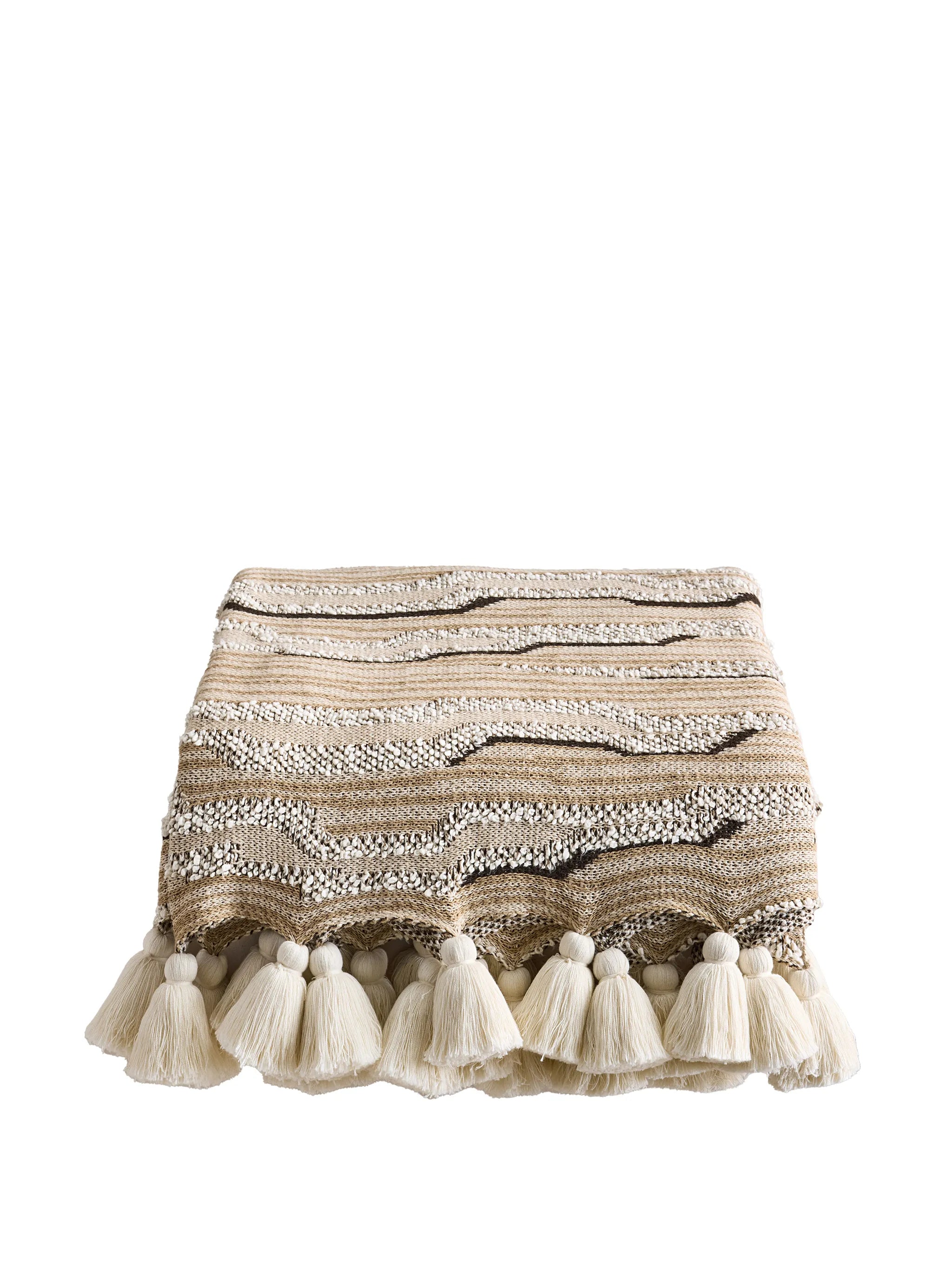 Cloud knitted tassel-detail throw