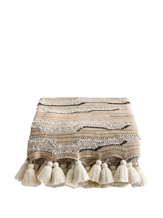 Cloud knitted tassel-detail throw