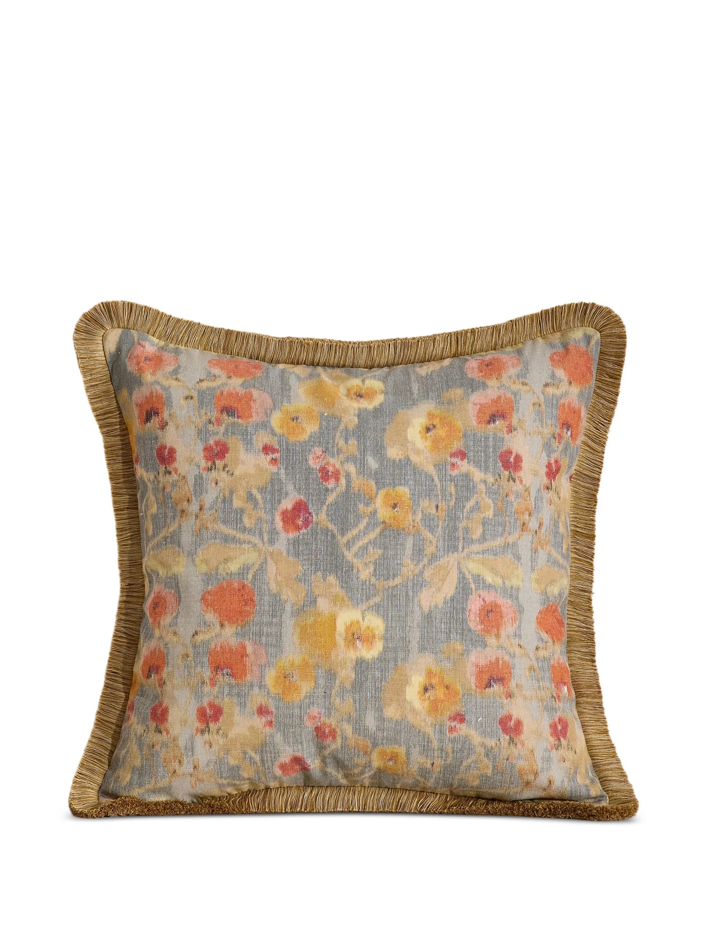 Halsey floral fringed cushion