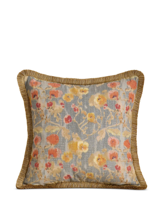 Halsey floral fringed cushion