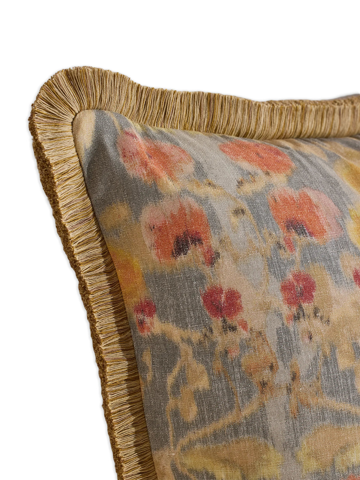 Halsey floral fringed cushion