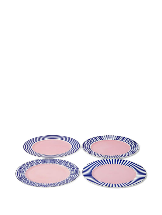 Aunty striped patterned dinner plates (set of four)