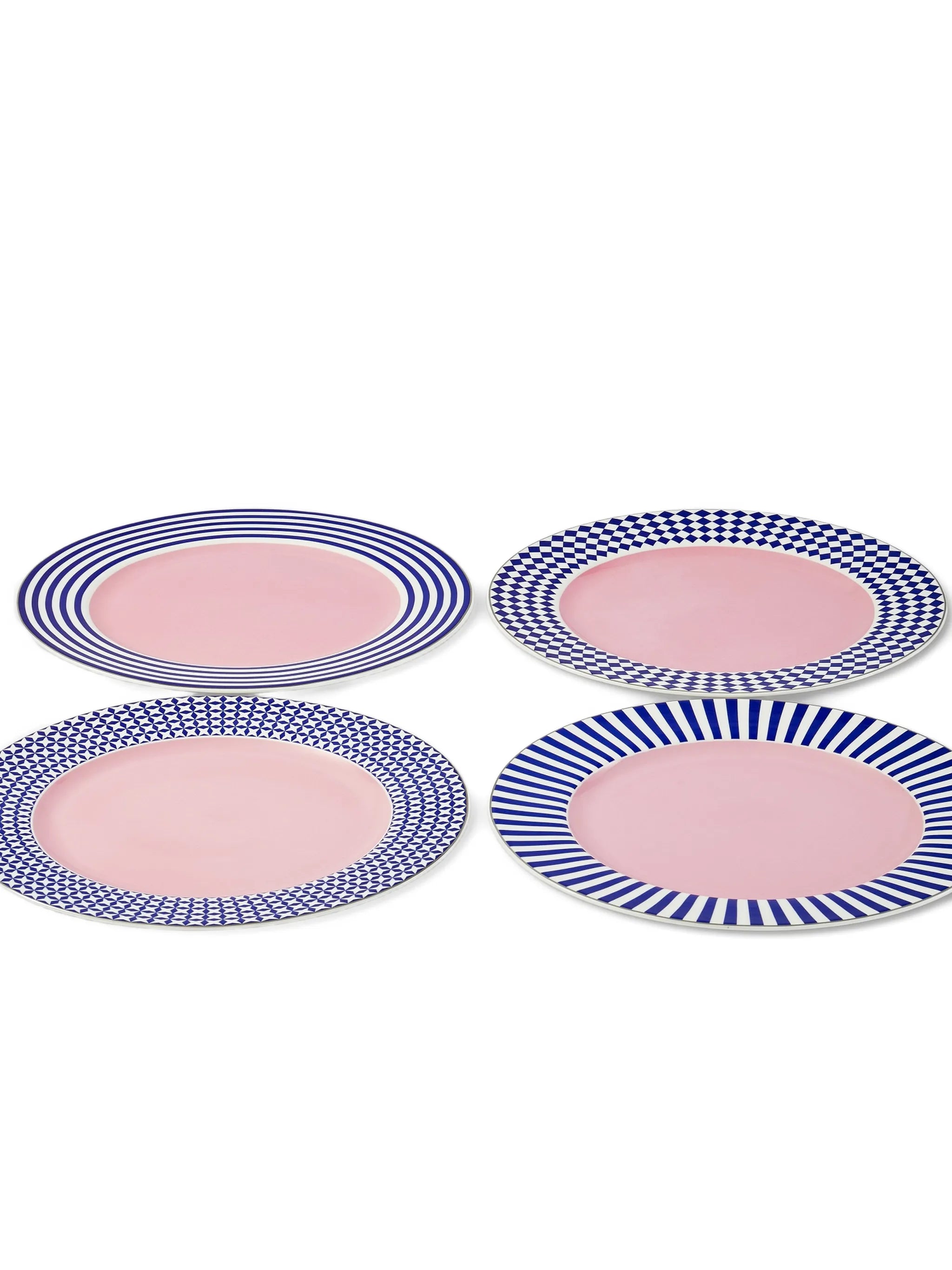 Aunty striped patterned dinner plates (set of four)