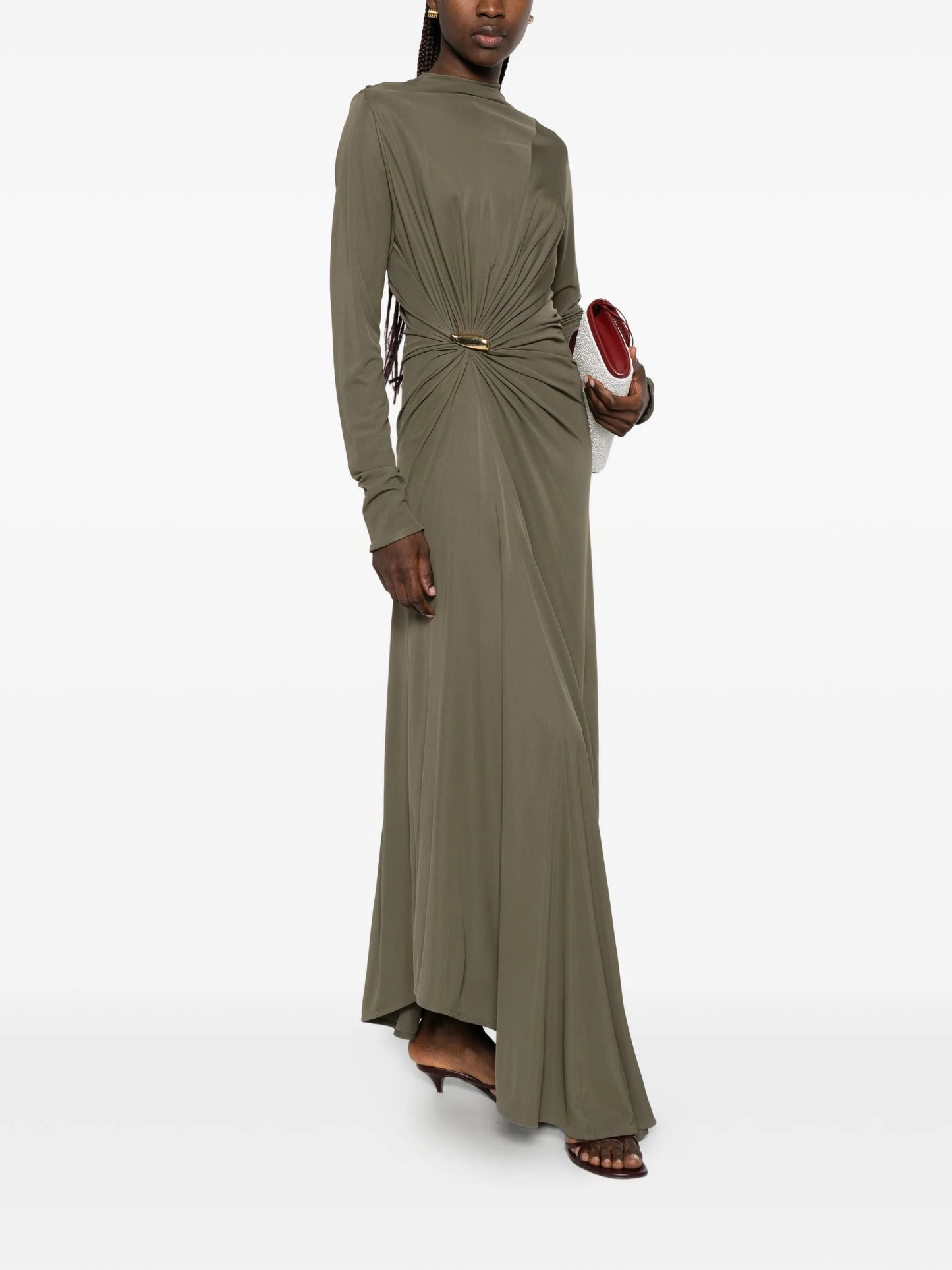 gathered asymmetric dress