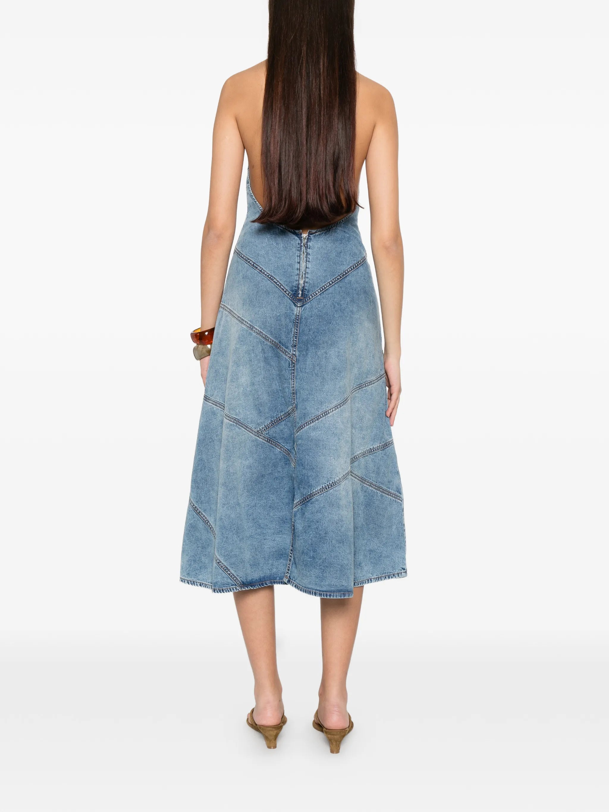 Delphi pieced halter dress in meadow
