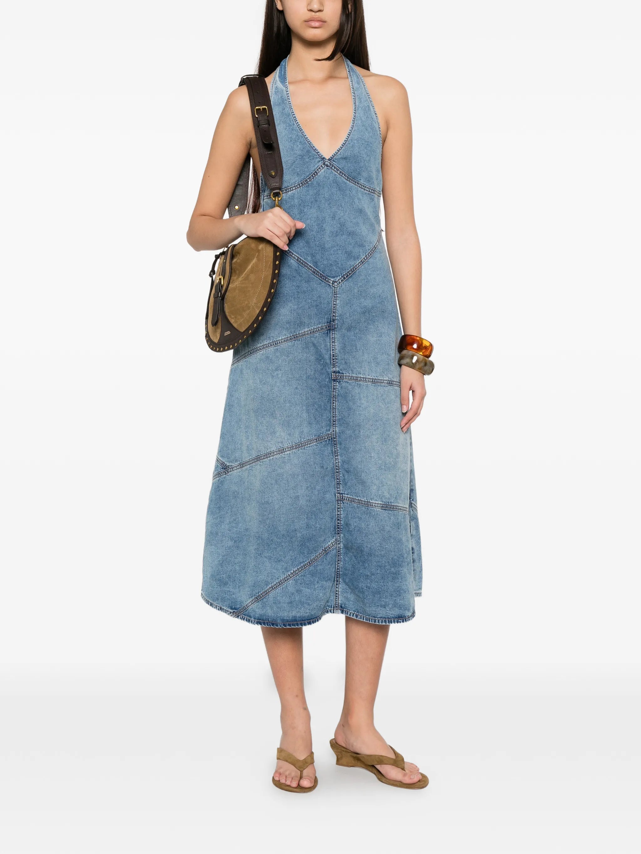 Delphi pieced halter dress in meadow