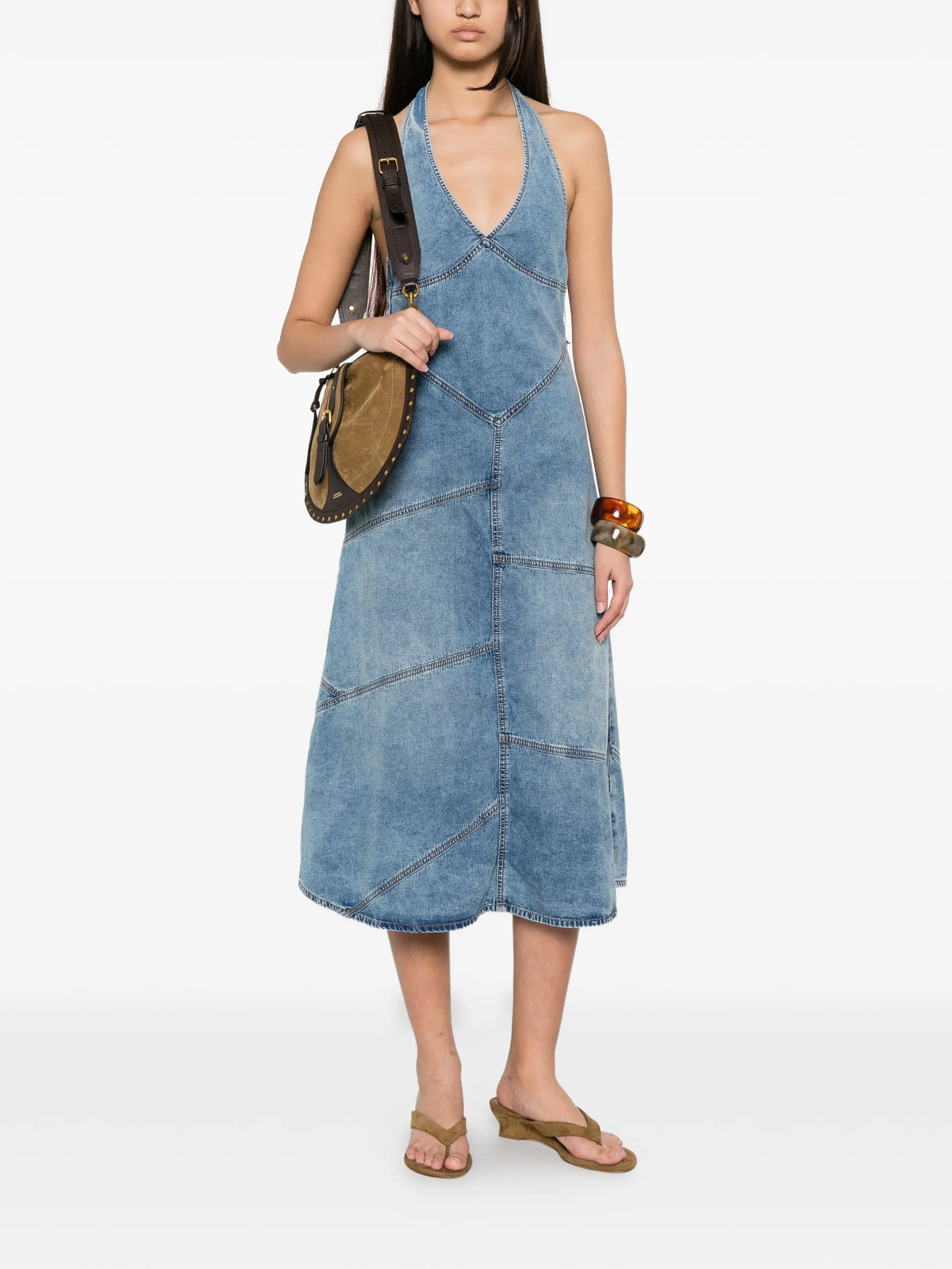 Delphi pieced halter dress in meadow