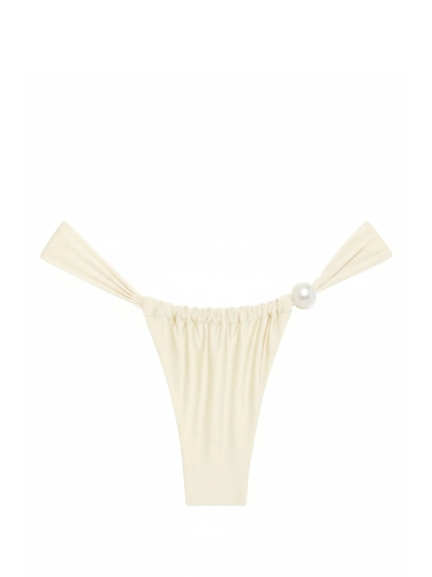 pearl-embellished gathered bikini bottoms